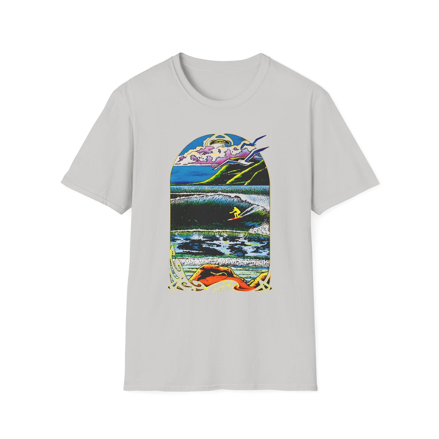 1976 surf rider psychedelic black light poster tshirt