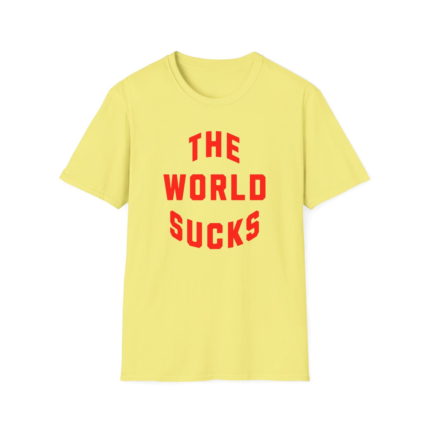 the world sucks in red tshirt