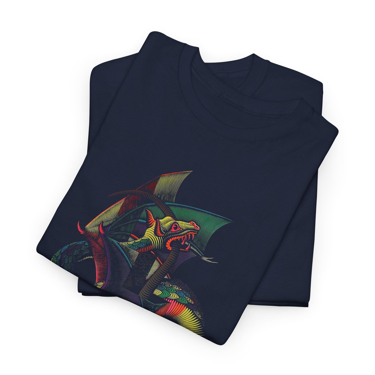 m.c escher 1952 woodcut dragon colorized reproduction tshirt