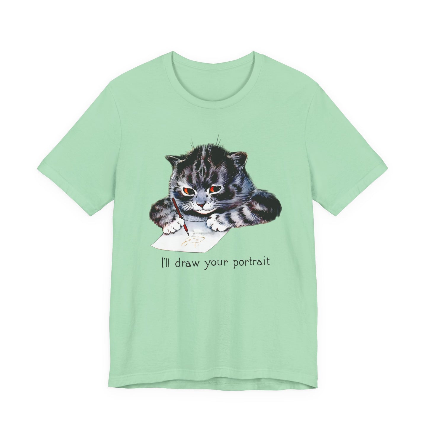 louis wain anthropomorphized cat painting i'll draw your portrait tshirt