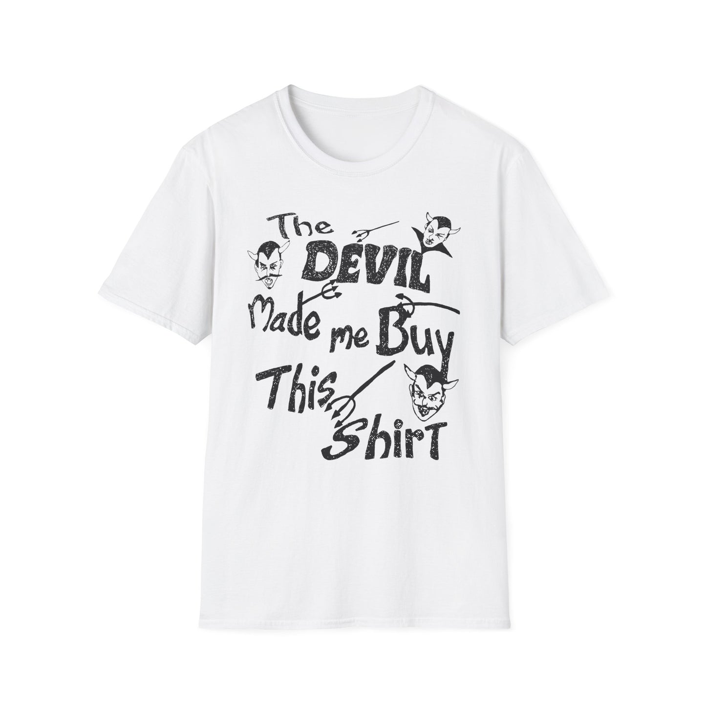 vintage the devil made me buy this shirt custom drawn reproduction tshirt