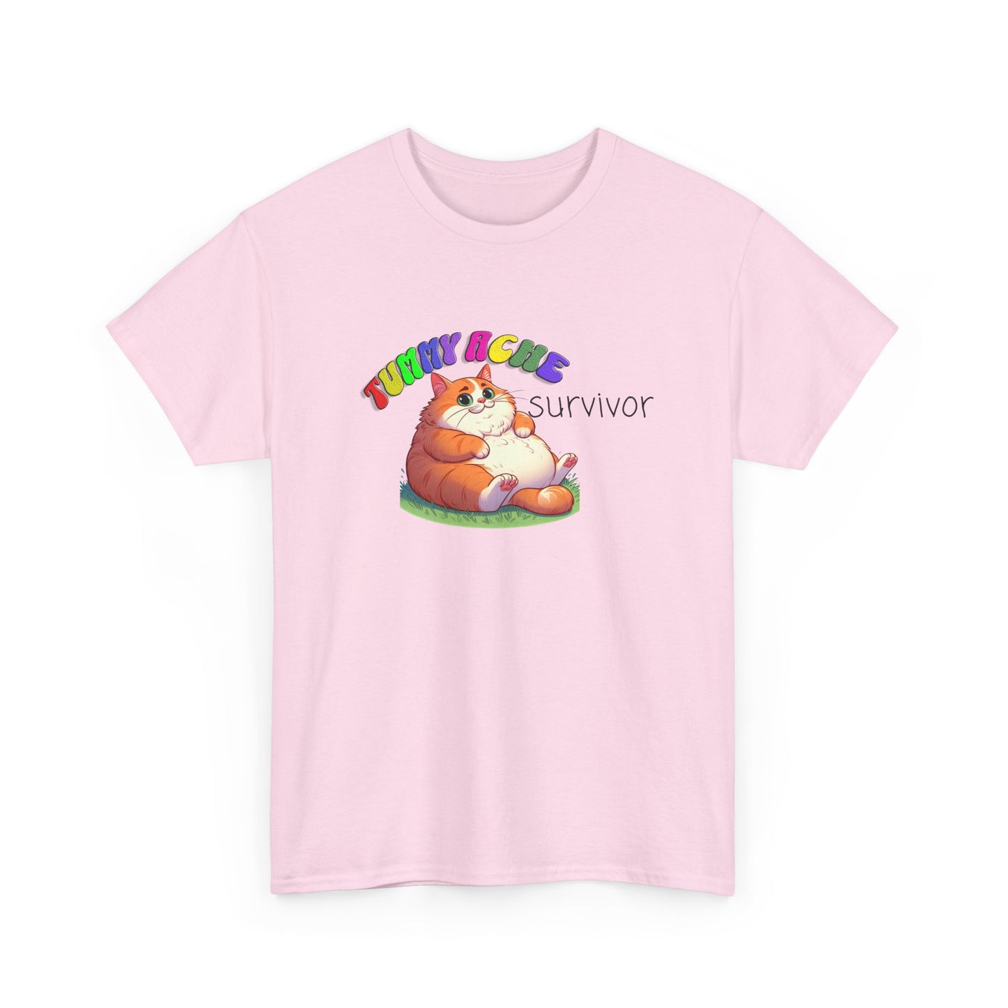 tummy ache survivor stuffed kitty silly tshirt