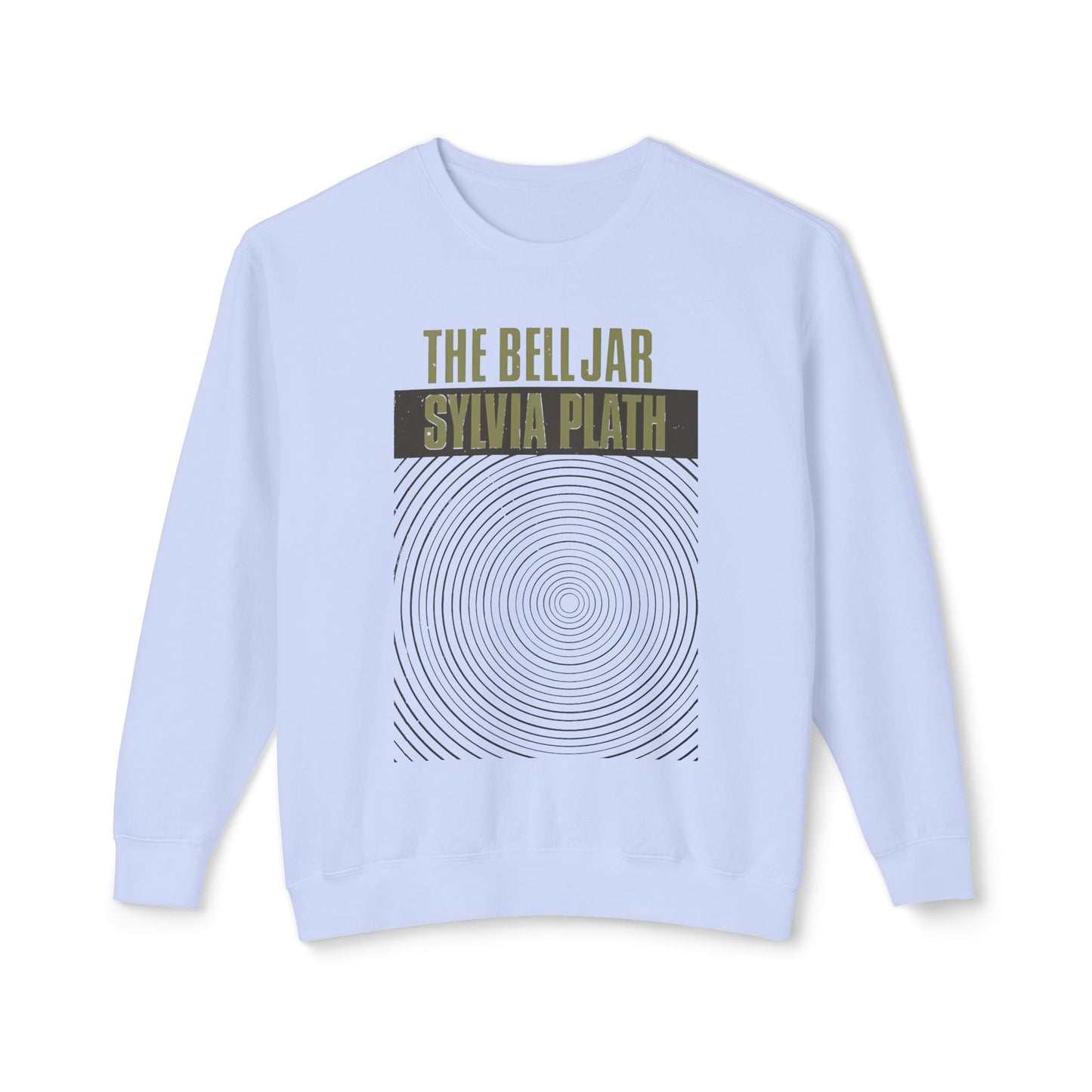 1963 book by sylvia plath "the bell jar" book cover on a 100% cotton sweatshirt