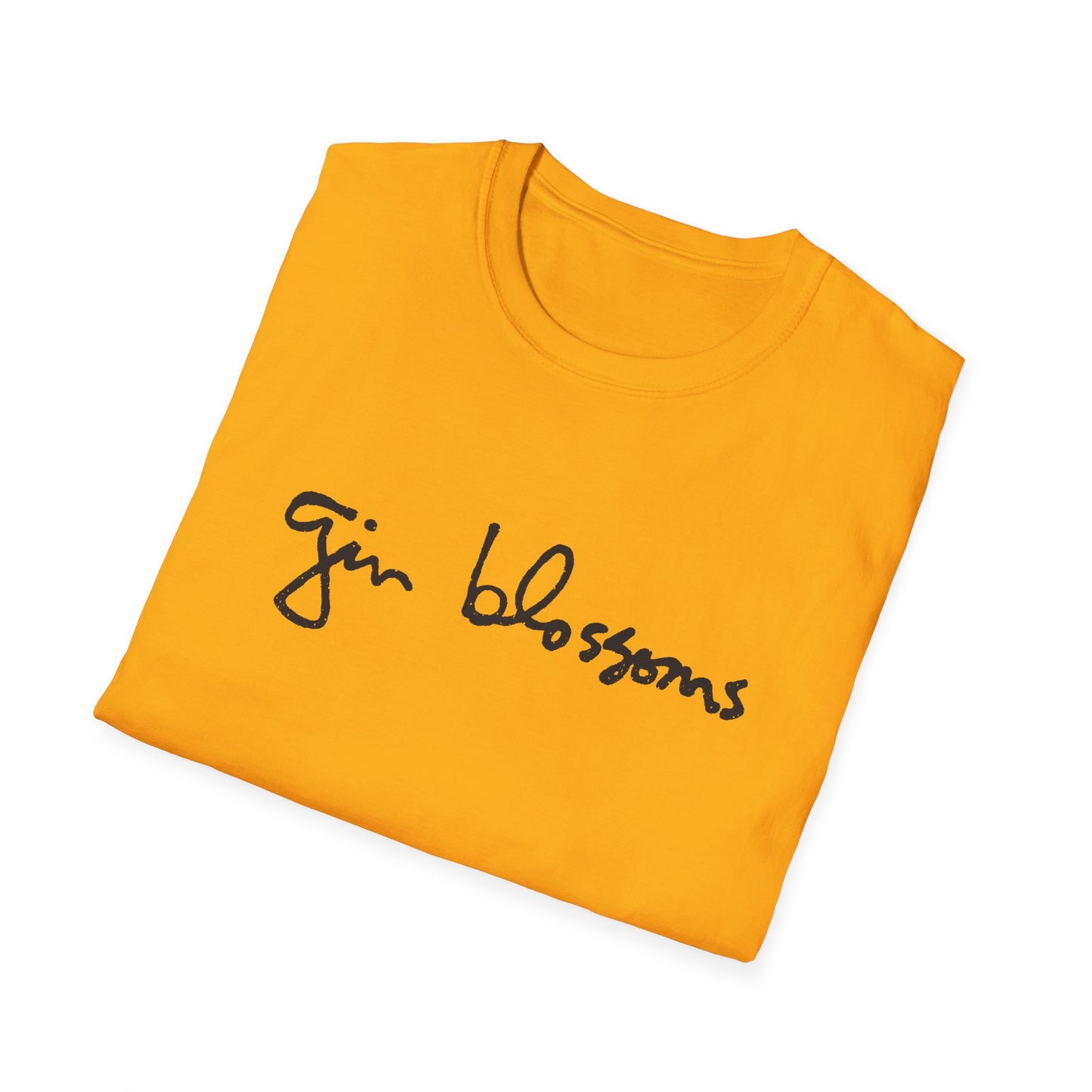 gin blossoms logo in black tshirt