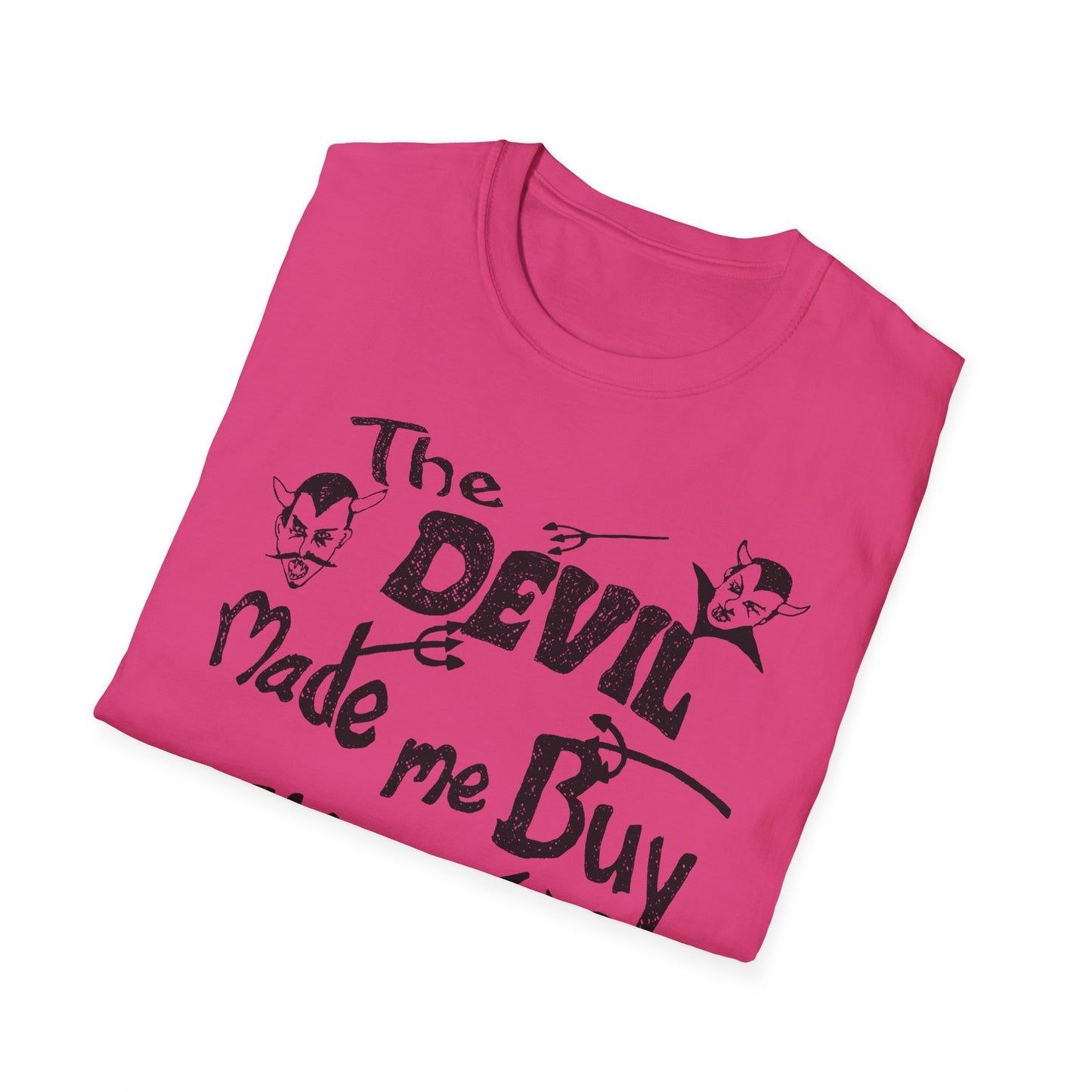 vintage the devil made me buy this shirt custom drawn reproduction tshirt
