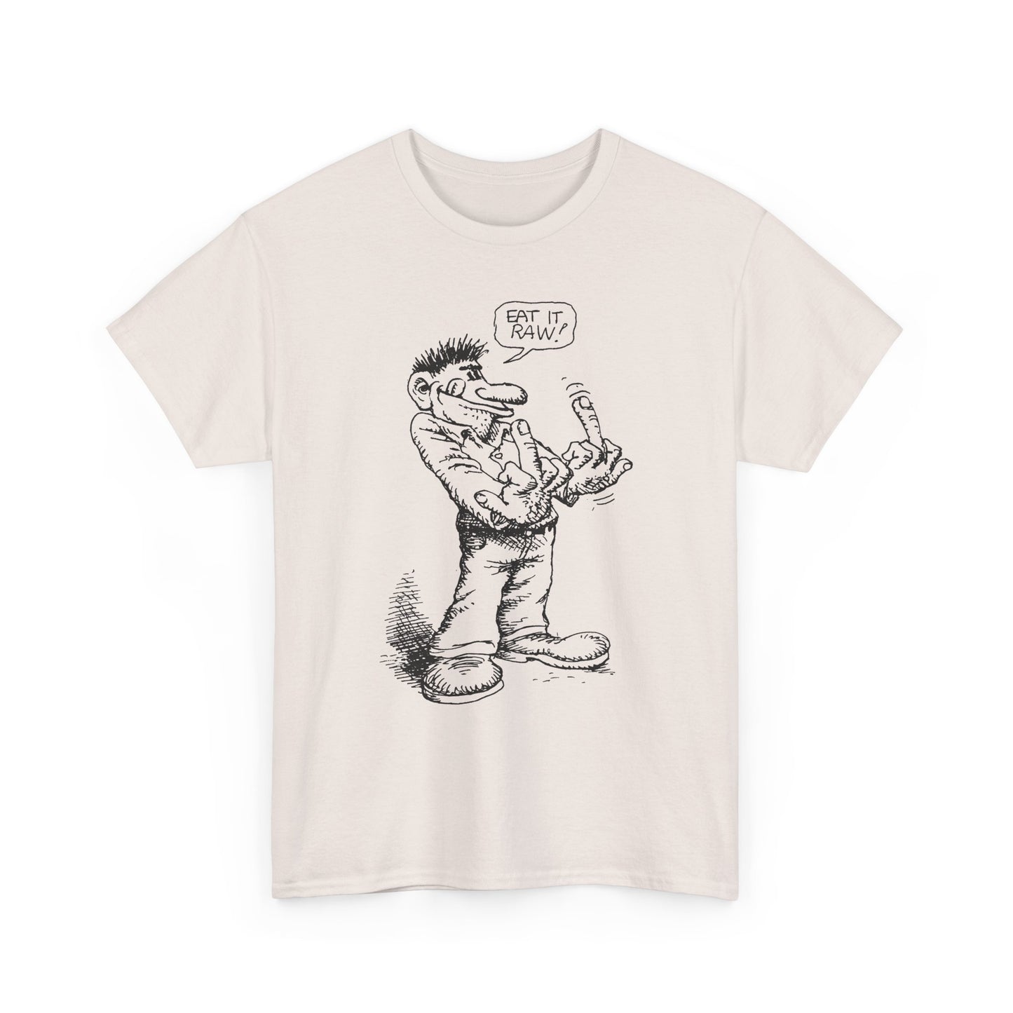 r. crumb eat it raw! double middle finger tshirt