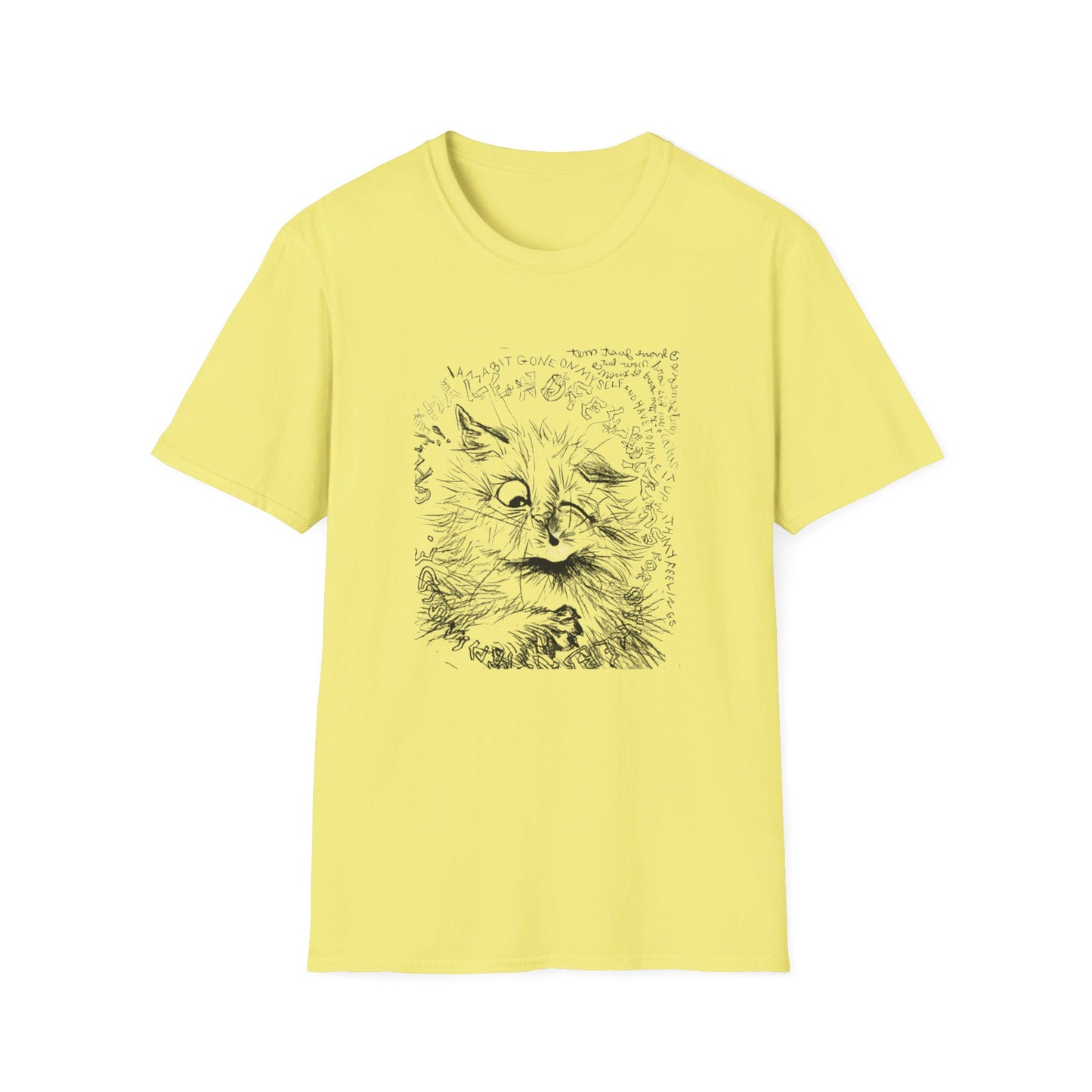 louis wain cat sketch "i am a bit gone on myself and have to make it up with my feelings" reproduction tshirt