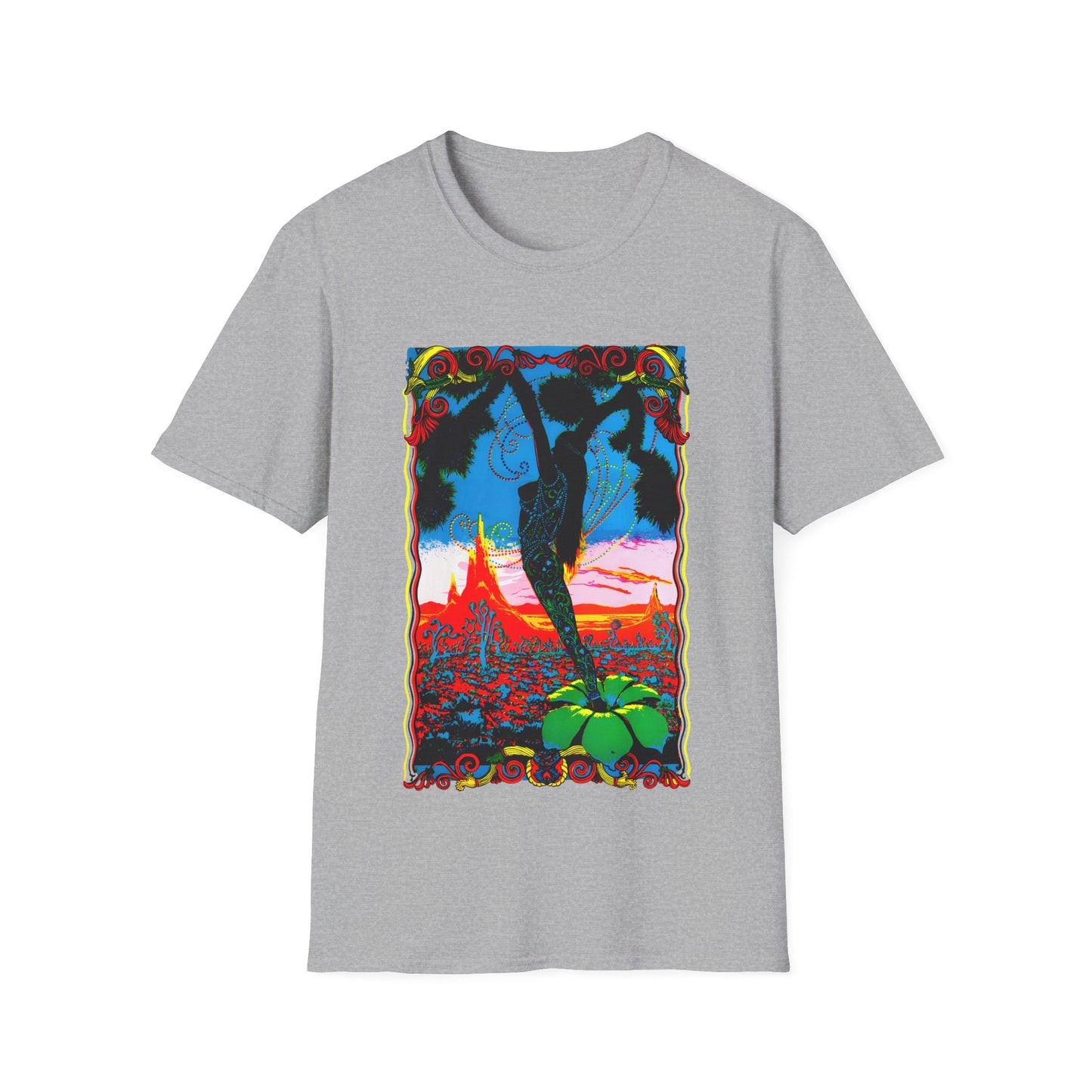 1960's dessert blossom black light psychedelic poster tshirt