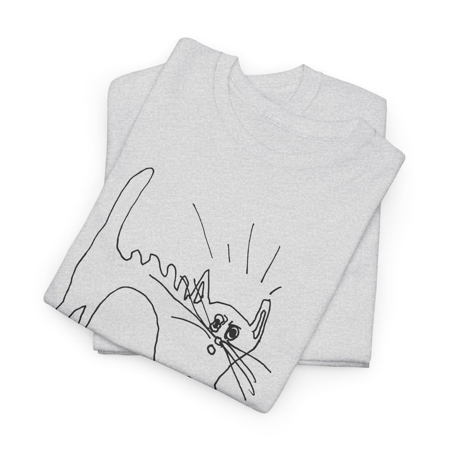 original drawing of a very spooked cat tshirt