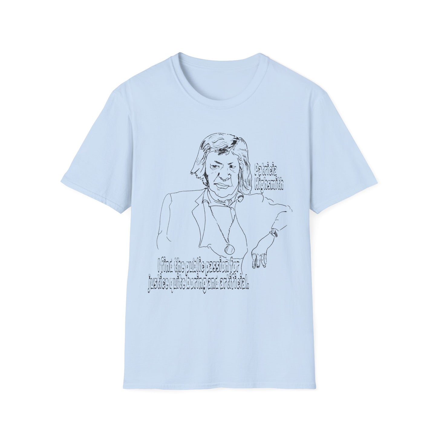 original drawing of patricia highsmith "I find the public passion for justice quite boring and artificial."