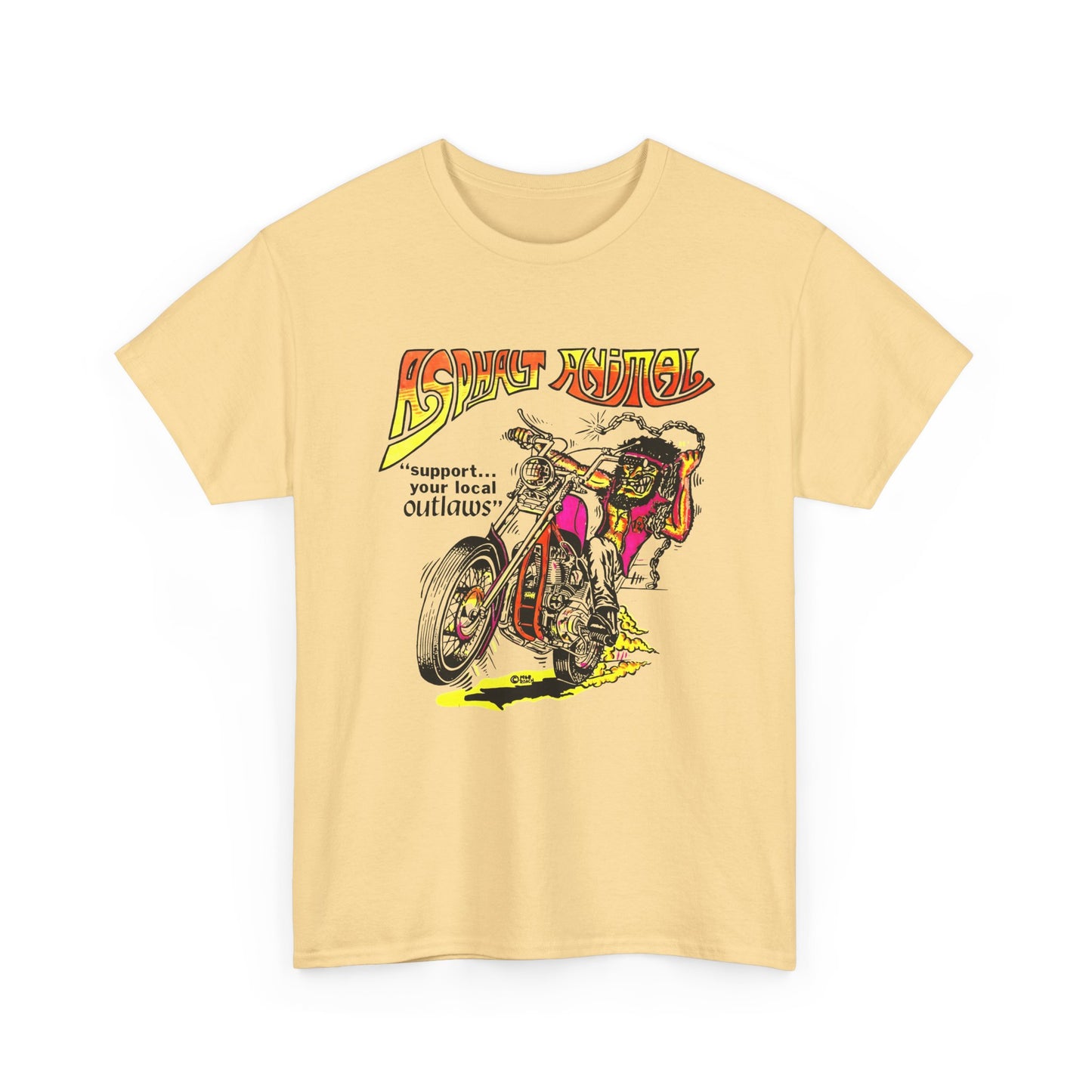 vintage 1967 asphalt animal support your local outlaws mototcycle graphic reproduction tshirt