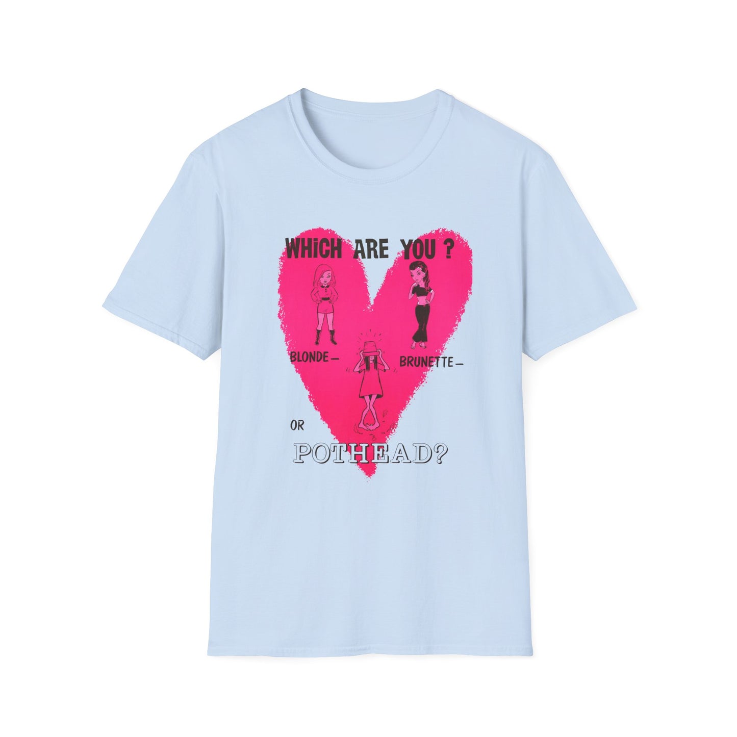 1960s/70s anti drug poster tshirt which are you? blonde, brunette, or pothead? by smartset smarteen s.o.s tshirt