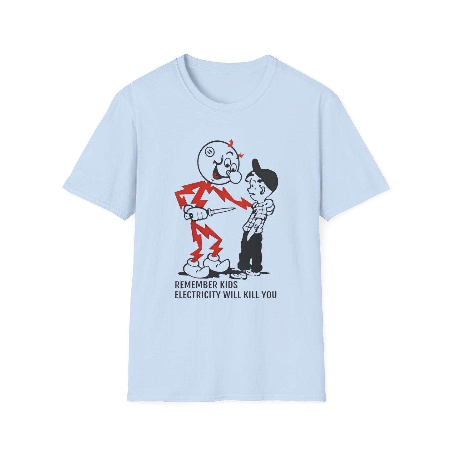 reddy kilowatt remember kids electricity will kill you vintage logo reproduction tshirt