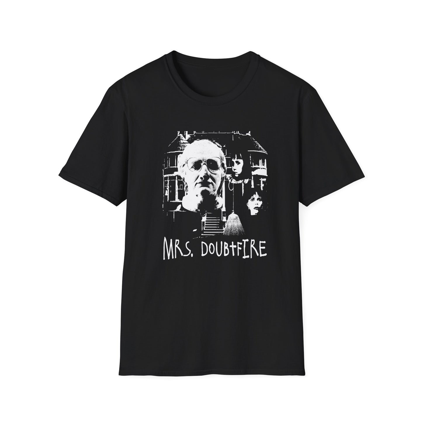 mrs. doubtfire fan art scary collage tshirt