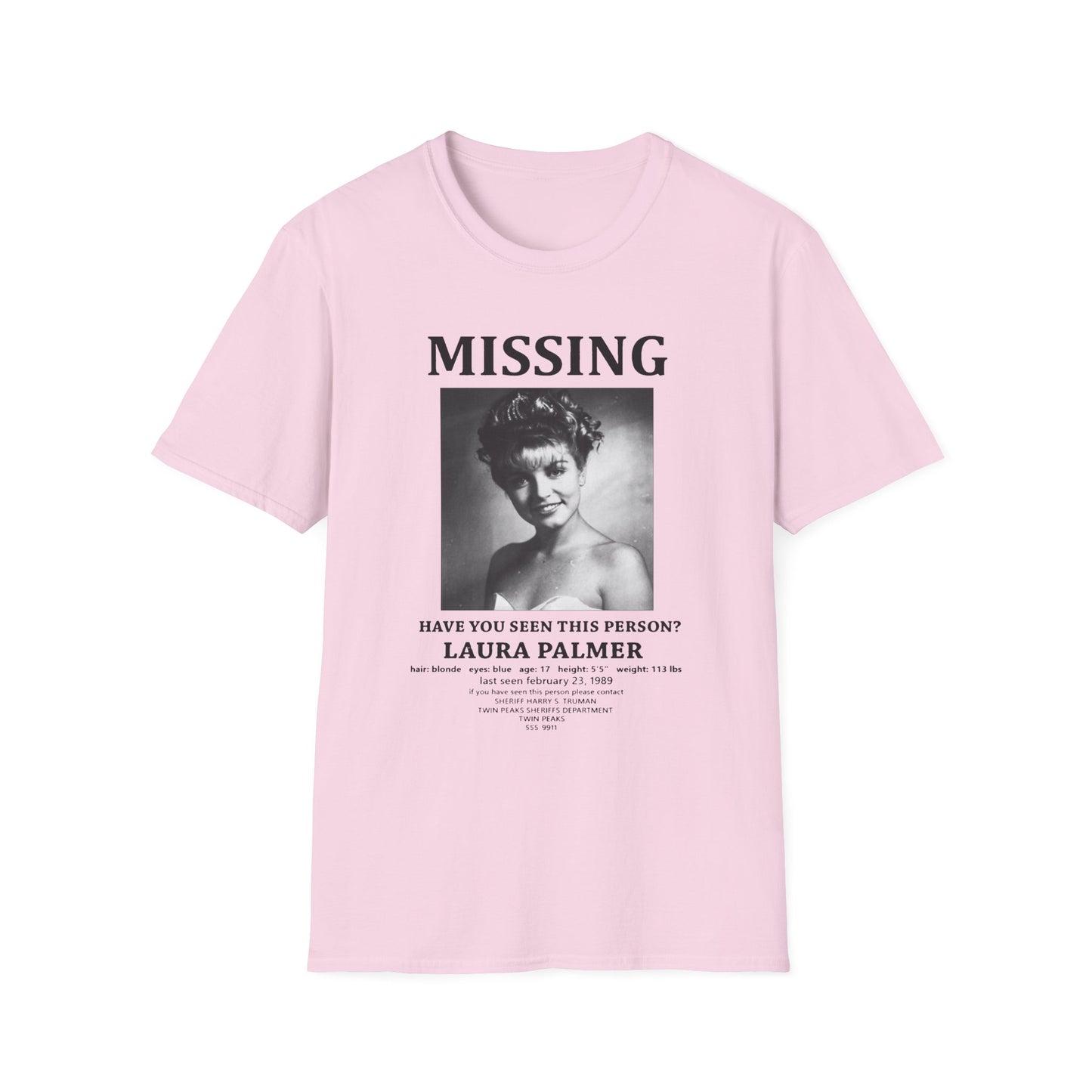 laura palmer missing poster tshirt