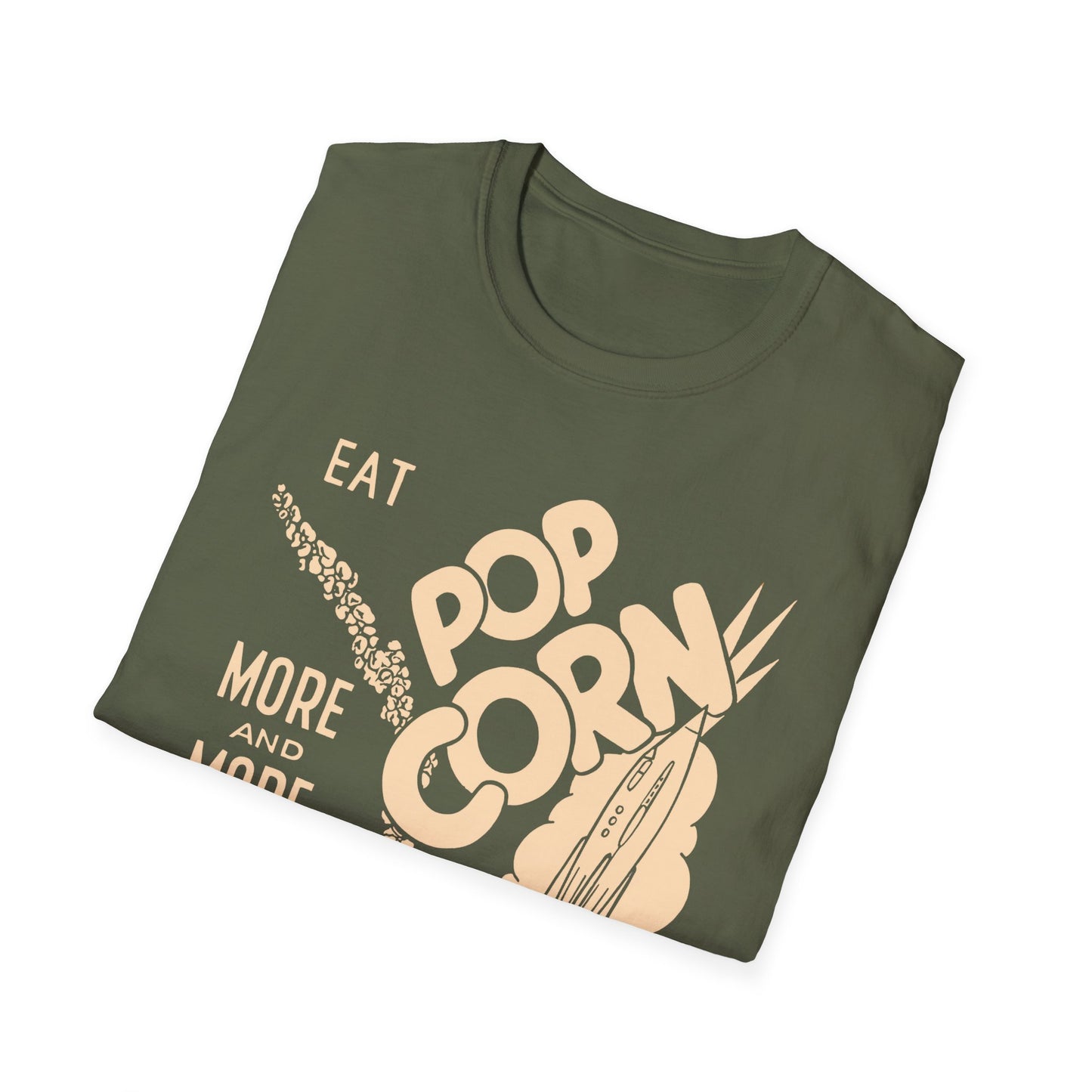 1950s popcorn box logo eat popcorn more and more and more out of this world! tshirt