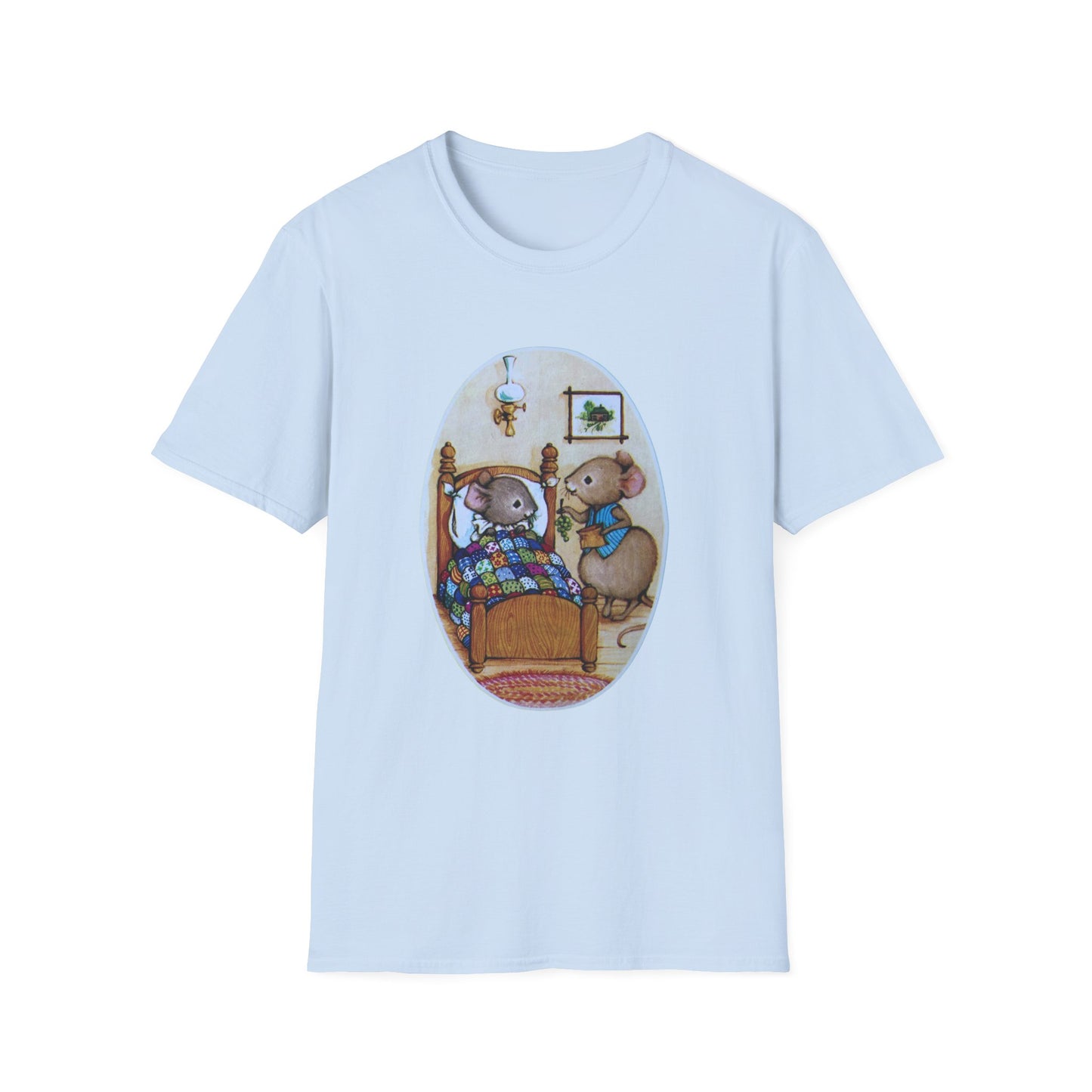 vintage mouse illustration from a 1980s get well greeting card tshirt