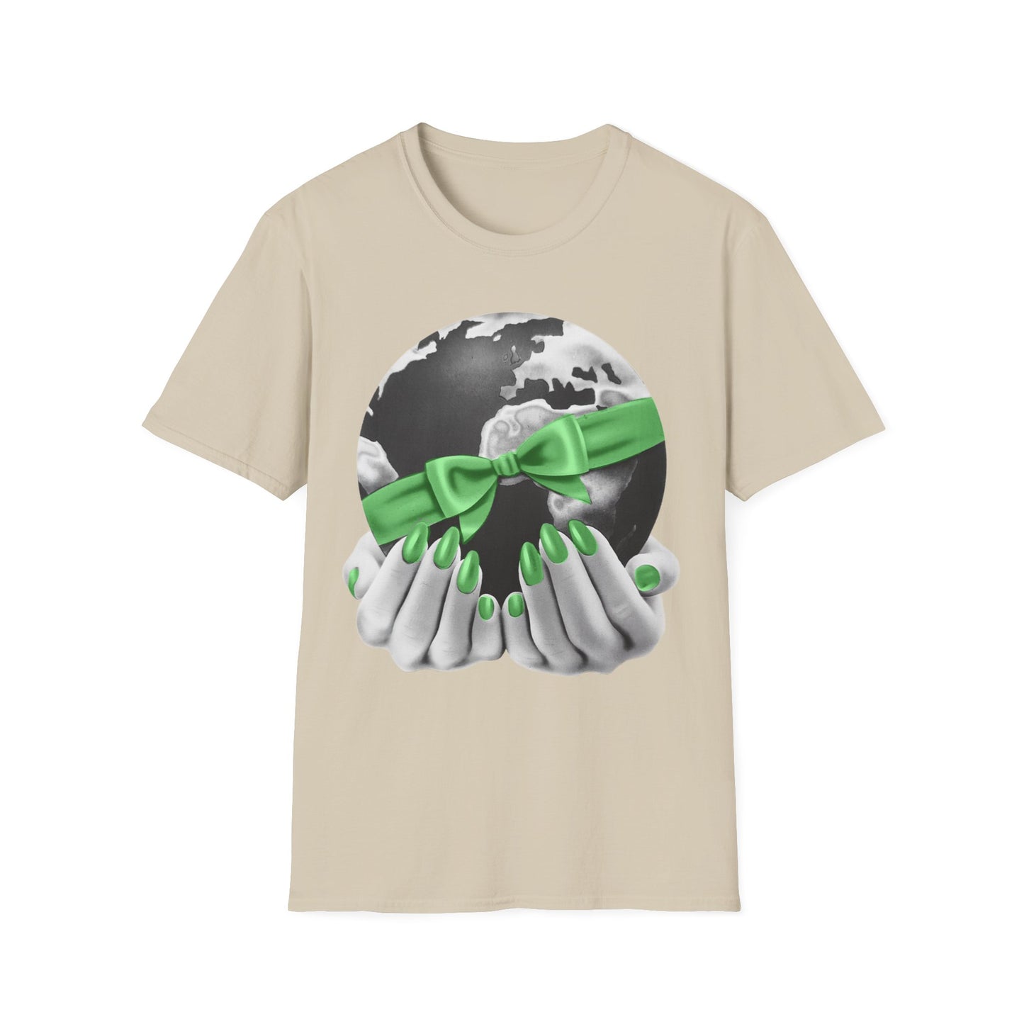 i'd give you the world 1980s graphic from a greeting card green nail version tshirt