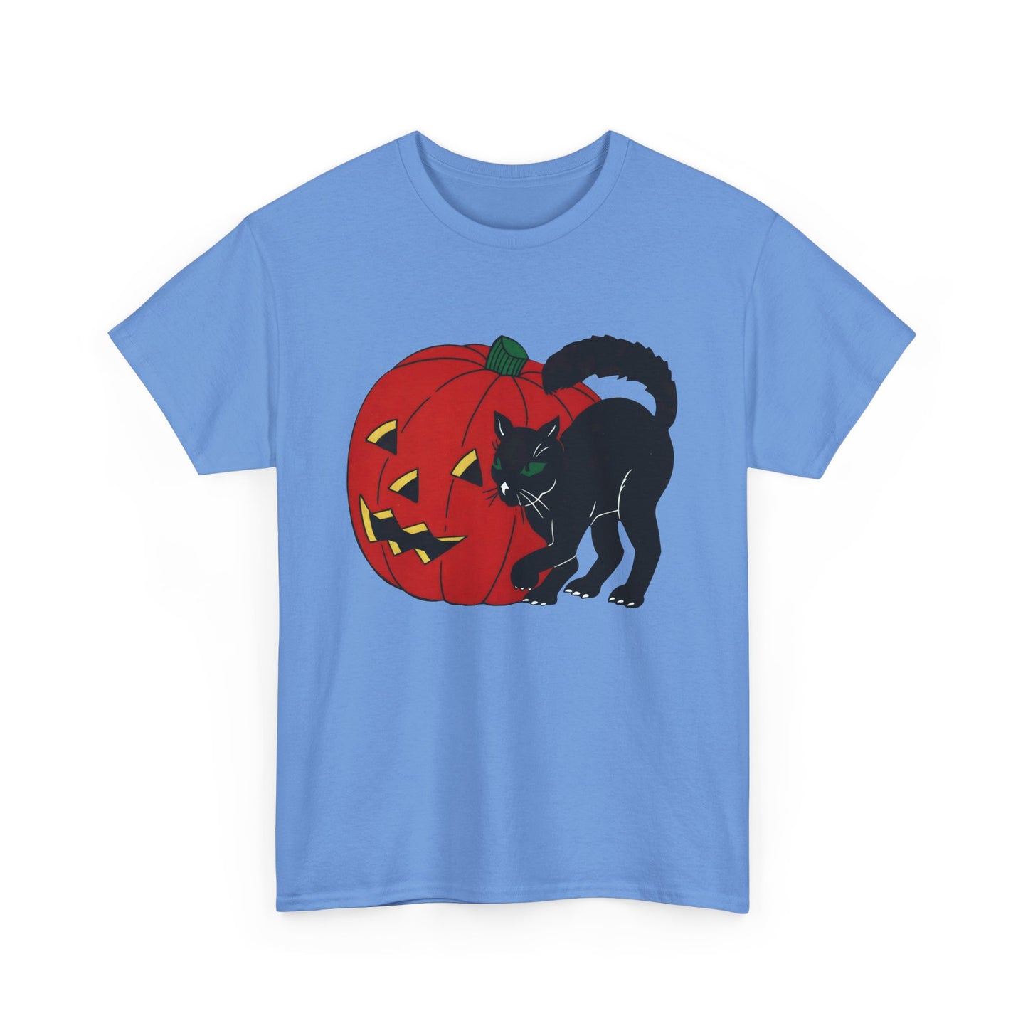 vintage 1960s halloween jack o lantern and black cat reproduction tshirt