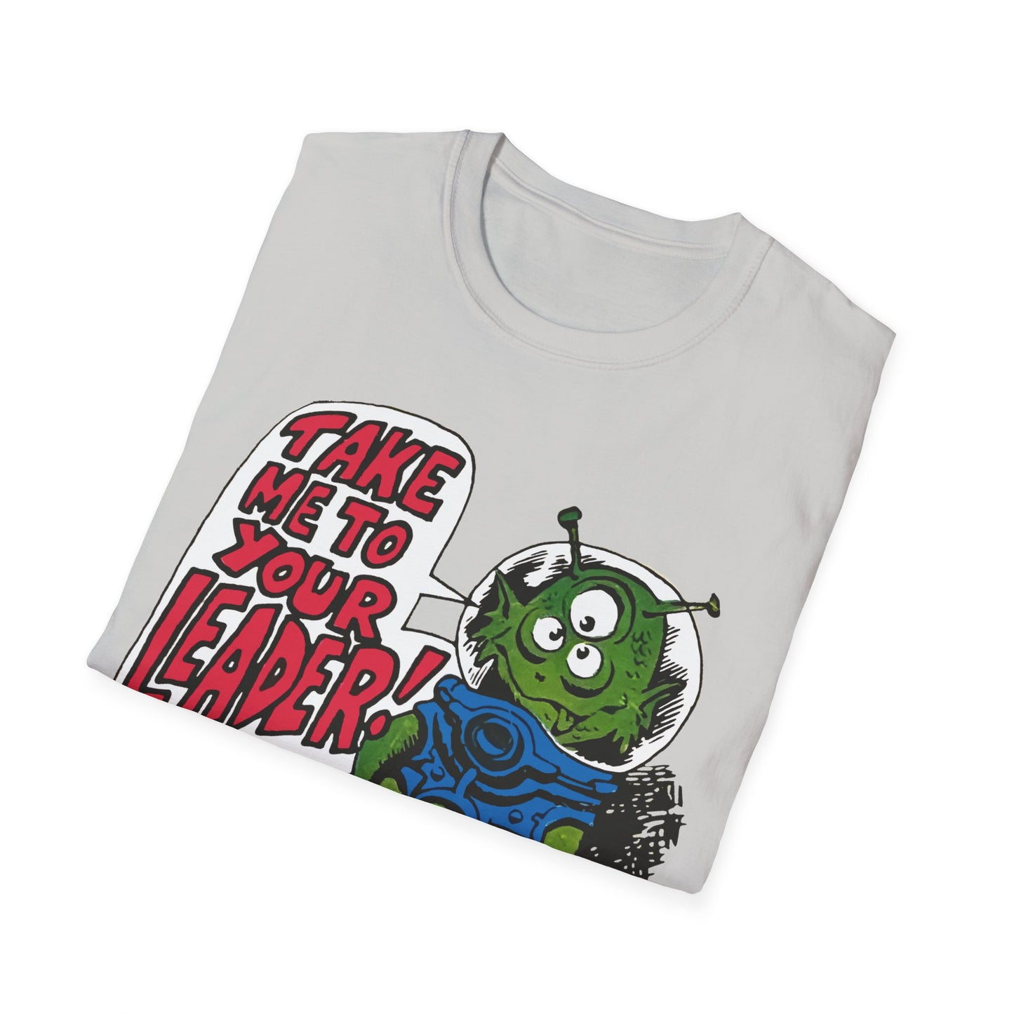 1970s "take me to your leader" alien cartoon character reproduction tshirt