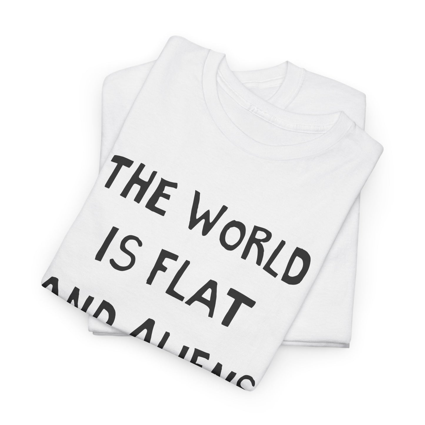 the world is flat and aliens are real hand drawn font tshirt