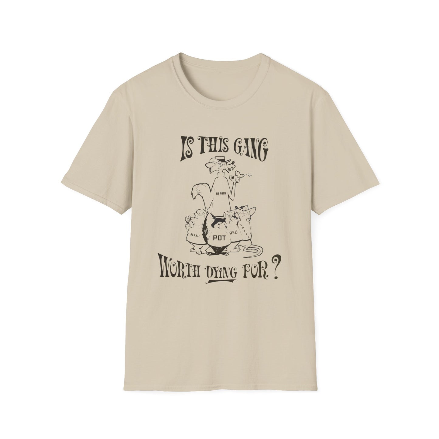 1960s/70s anti drug poster is this gang worth dying for? by smartset smarteen s.o.s tshirt