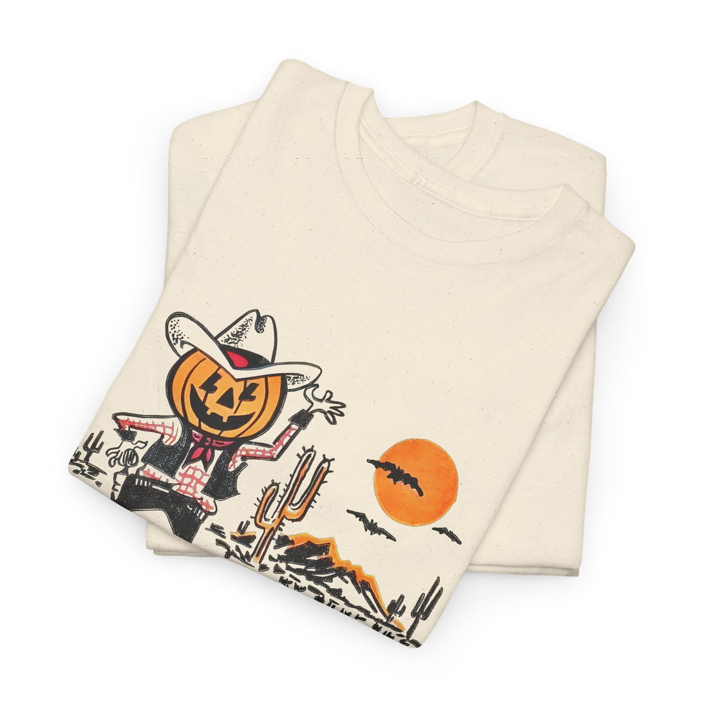 vintage trick or treat bag cowboy pumpkin graphic reproduction tshirt