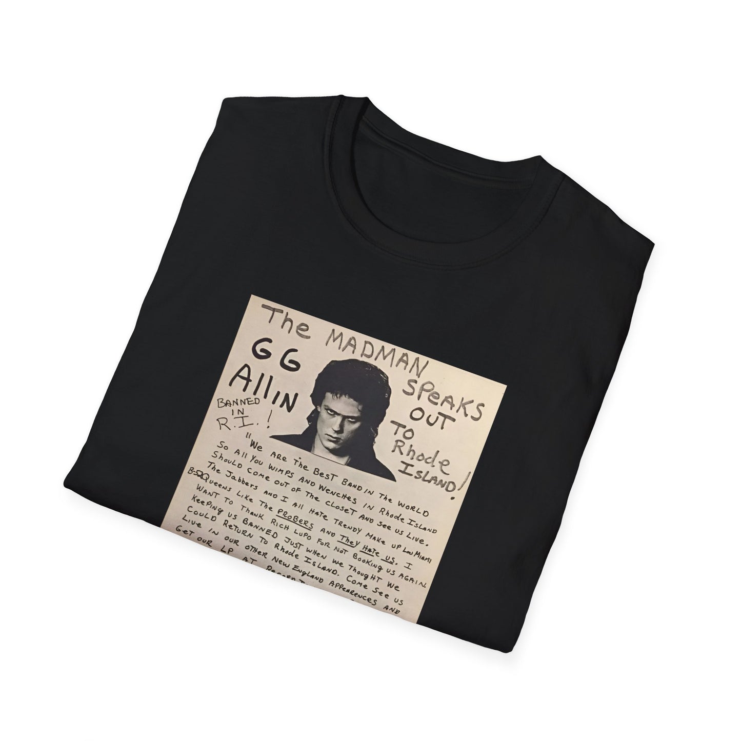 1982 show poster tshirt gg allin and the jabbers