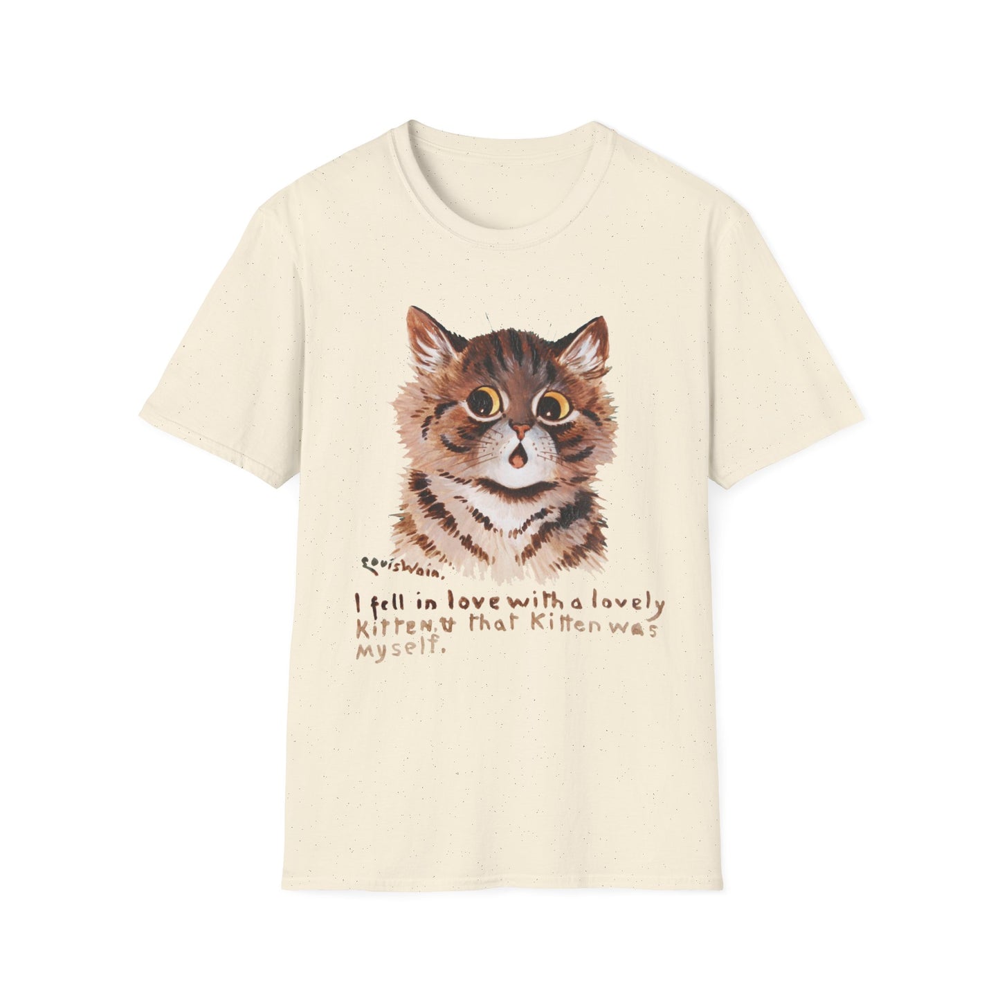 1920s louis wain cat painting "i fell in love with a lovely kitten, & that kitten was myself" tshirt