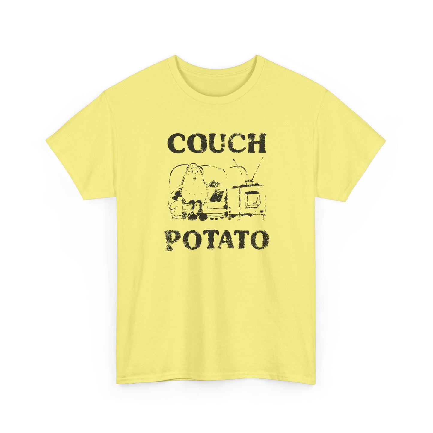 vintage couch potato reproduction in black graphic tshirt