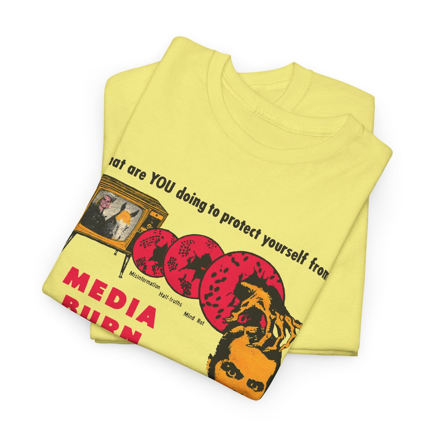 media burn the nation's leading mental crippler 1960s comix graphic tshirt