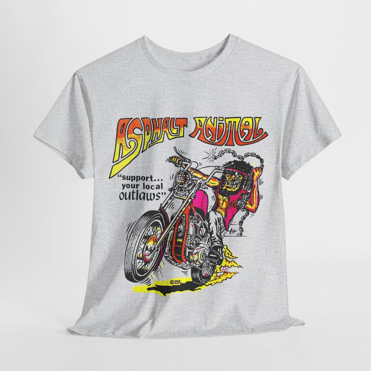 vintage 1967 asphalt animal support your local outlaws mototcycle graphic reproduction tshirt