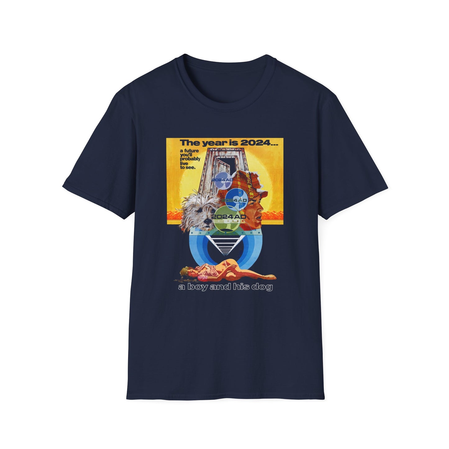 a boy and his dog 1975 sci fi comedy movie the year is 2024 tshirt
