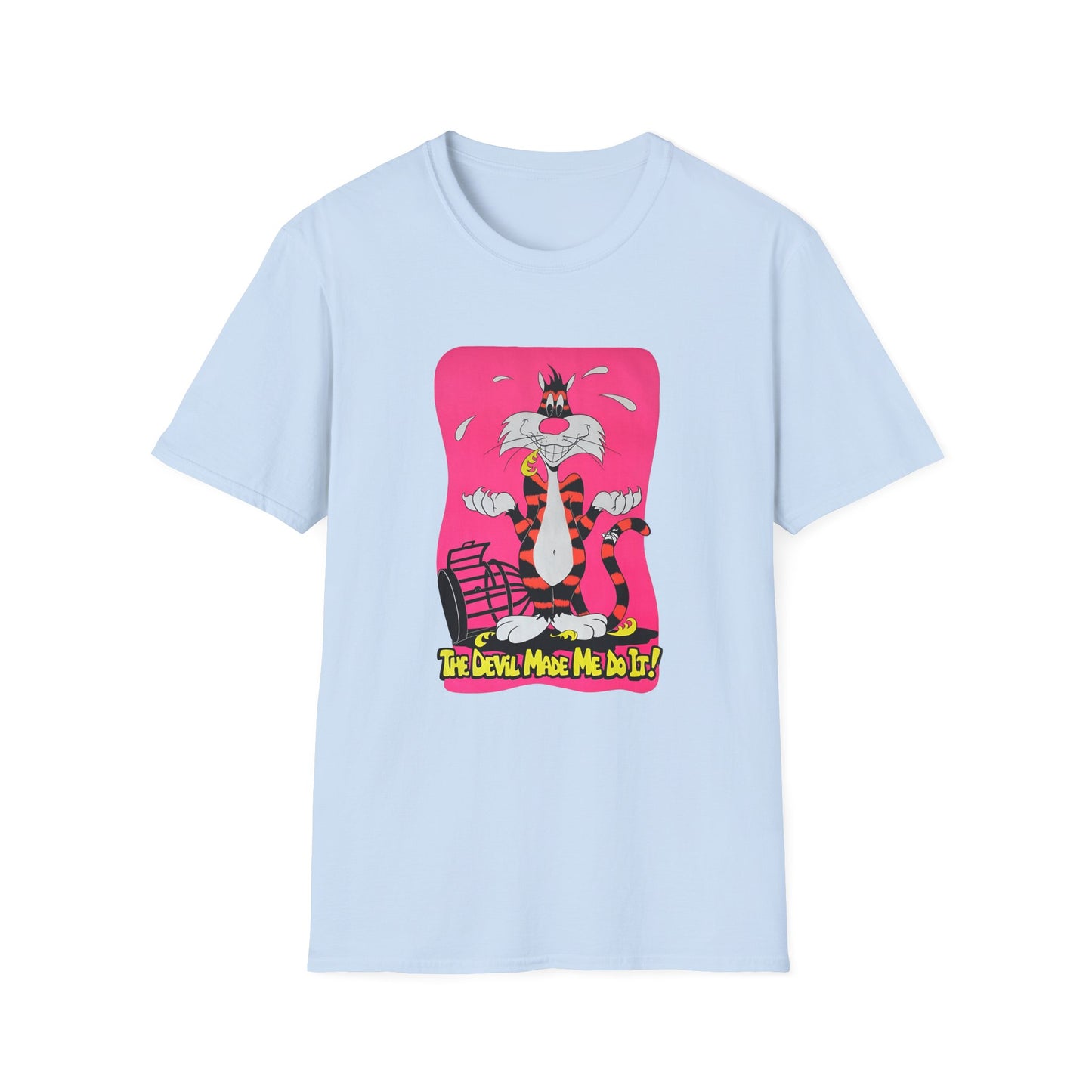 1970s vintage the devil made me do it design reproduction tshirt