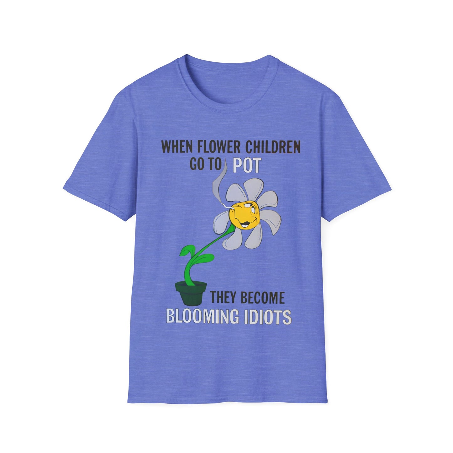 1960s/70s anti-drug poster tshirt "when flower children go to pot, they become blooming idiots?" by smartset smarteen s.o.s tshirt