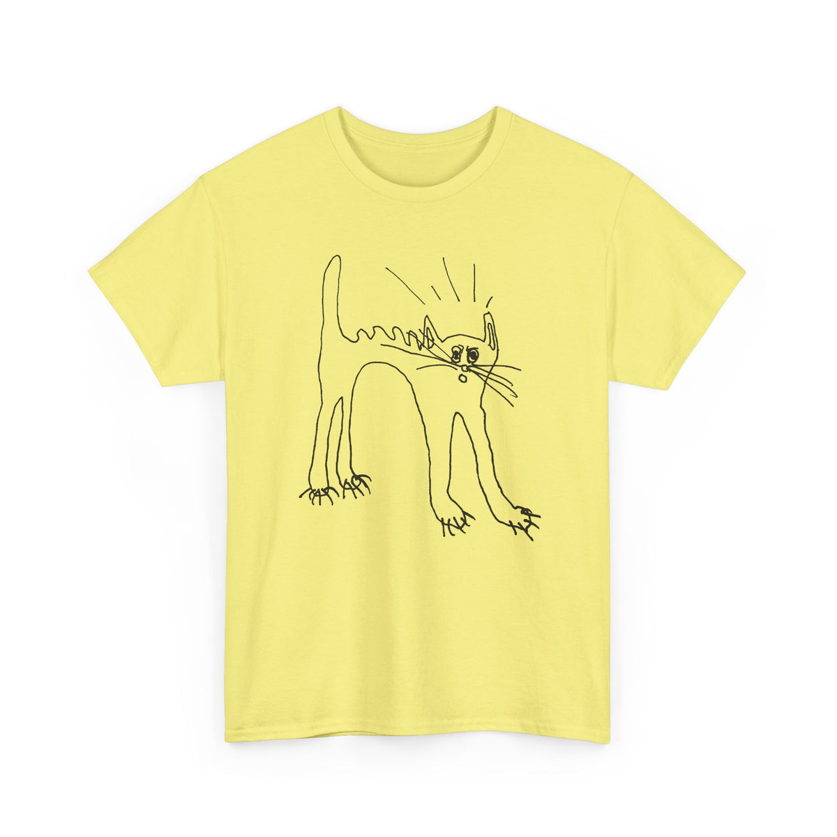 original drawing of a very spooked cat tshirt