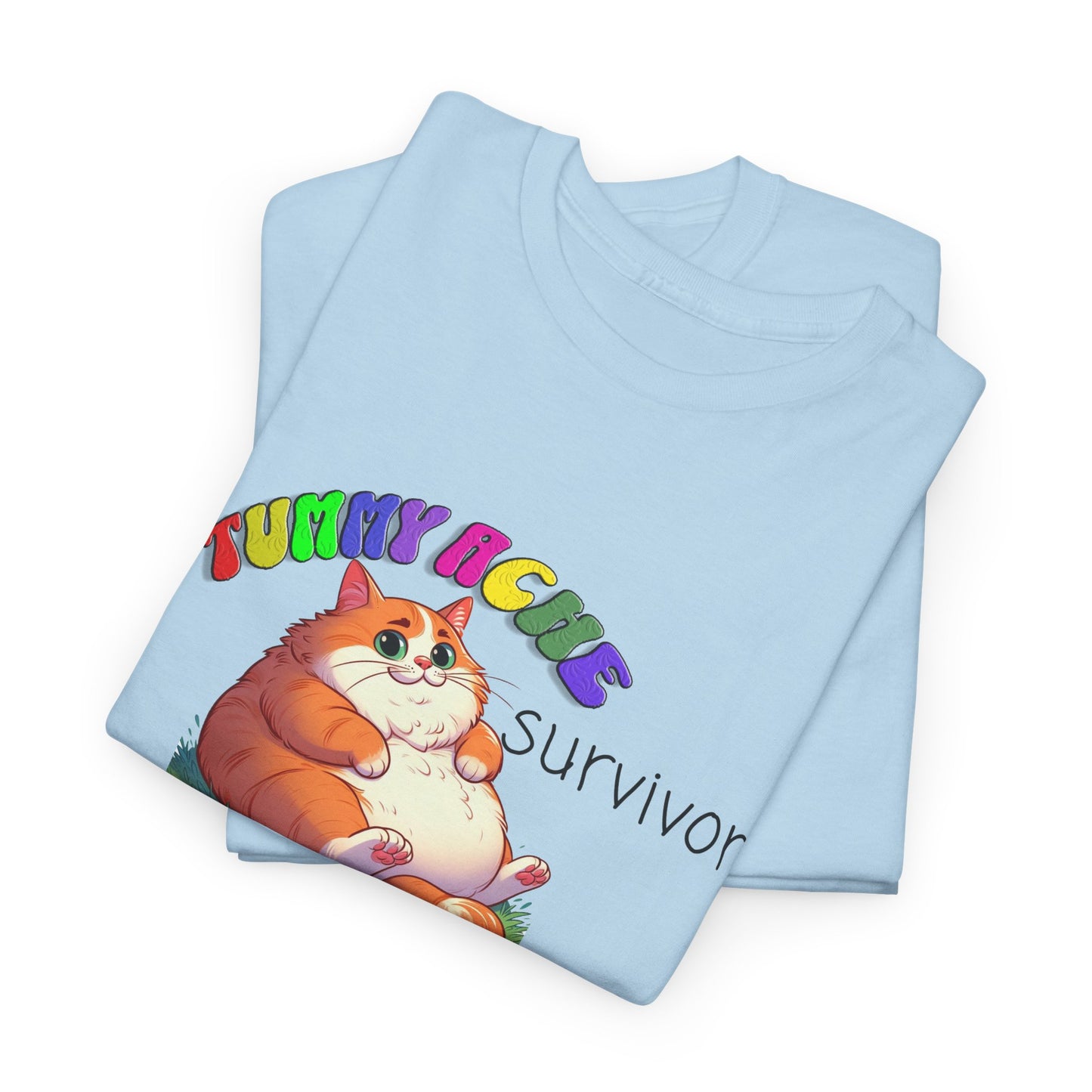 tummy ache survivor stuffed kitty silly tshirt