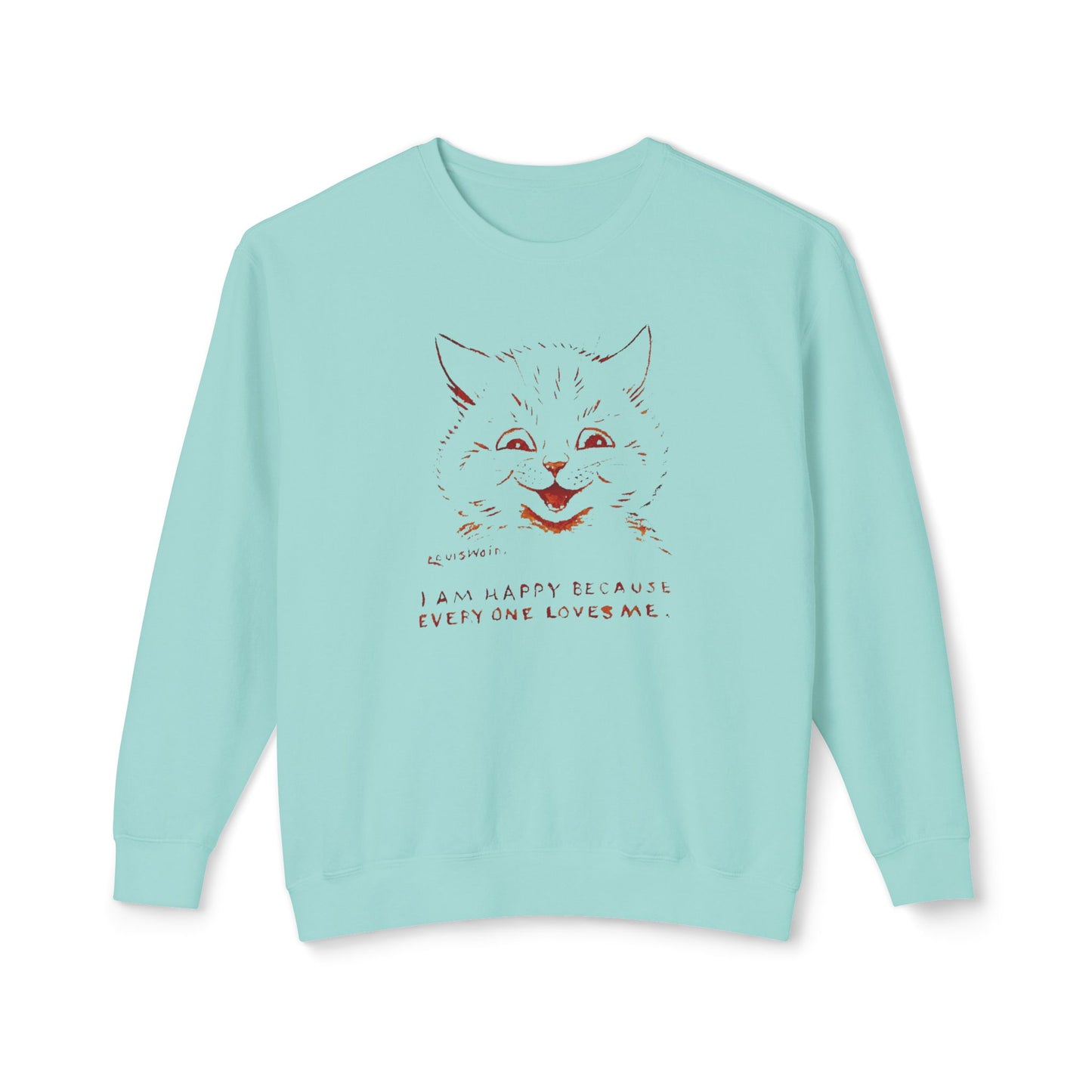 1924 louis wain cat painting i am happy because everyone loves me 100% cotton sweatshirt