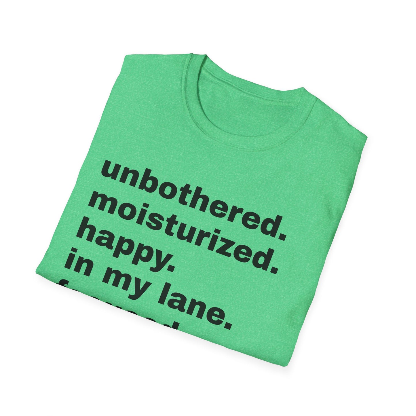 unbothered. moisturized.  happy.  in my lane.  focused.  flourishing. tshirt
