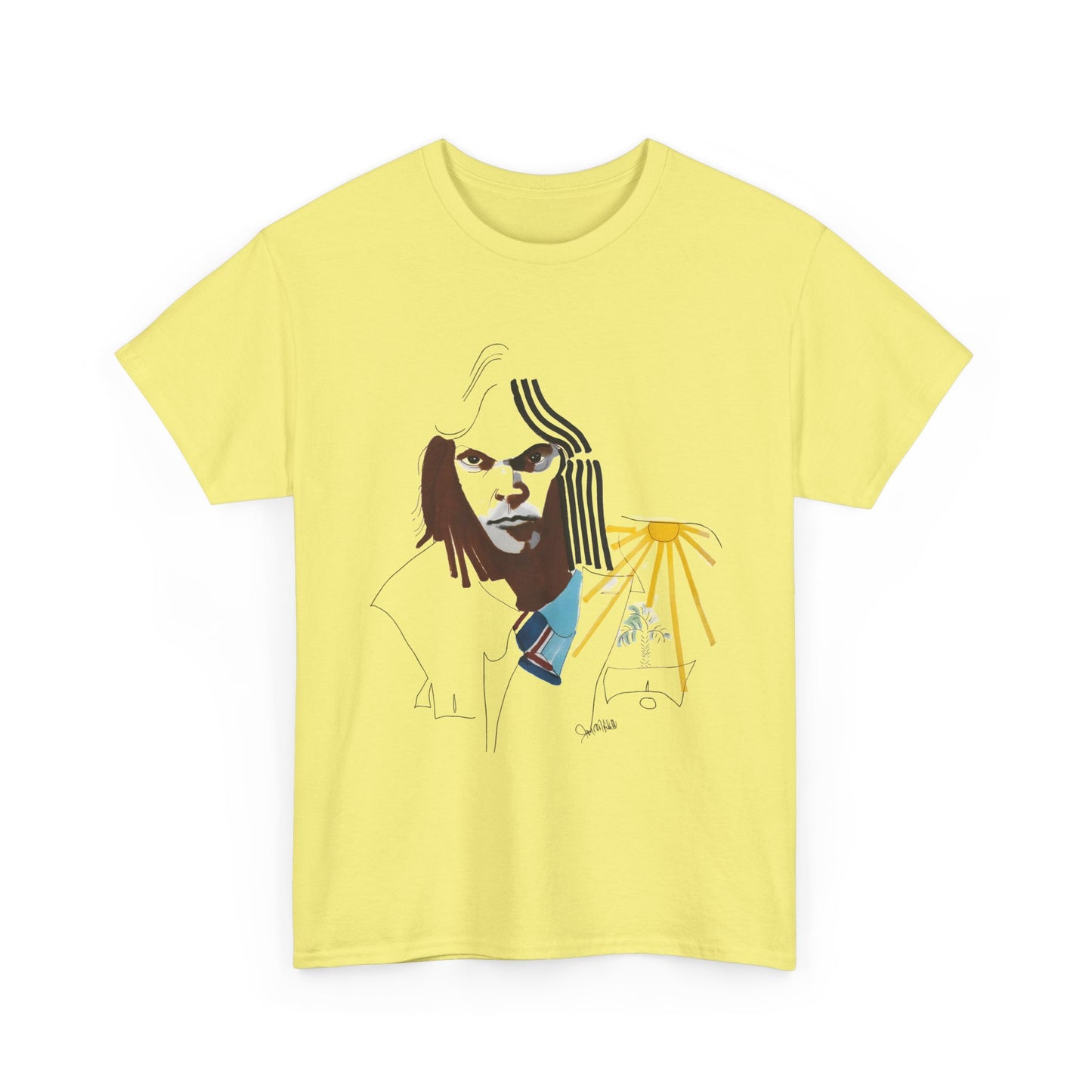 neil young portrait by joni mitchell reproduction tshirt