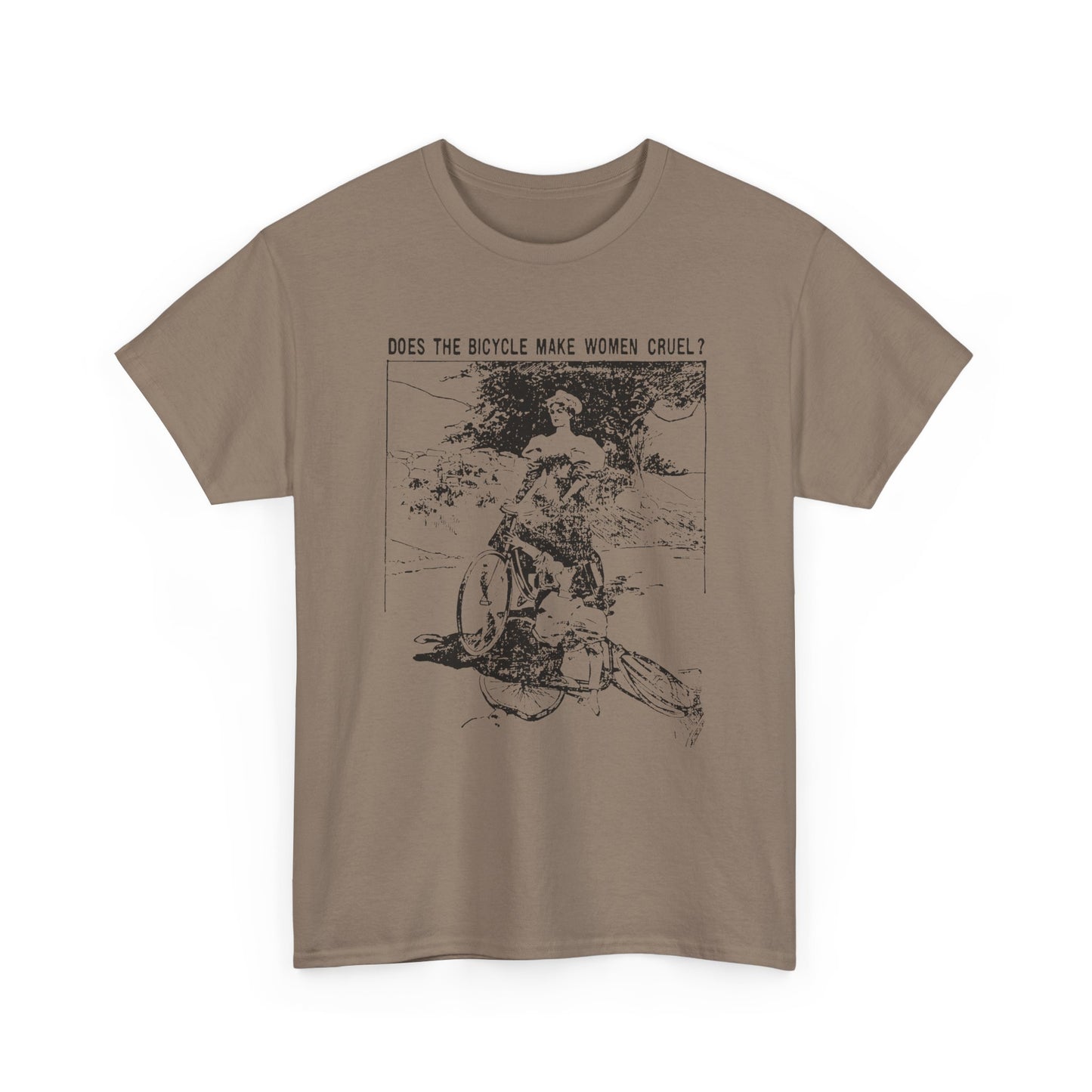 1897 cartoon does the bicycle make women cruel? reproduction tshirt