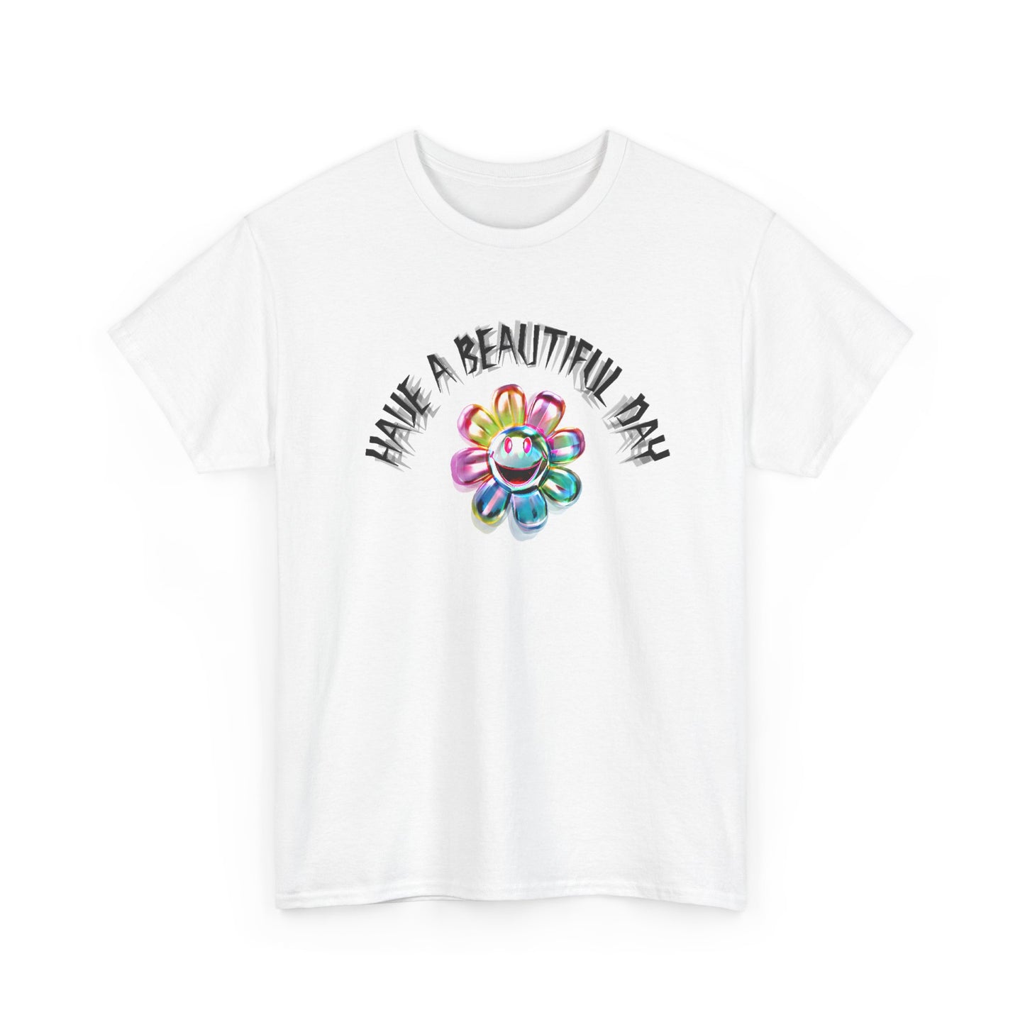 have a beautiful day chaotic rainbow daisy design tshirt