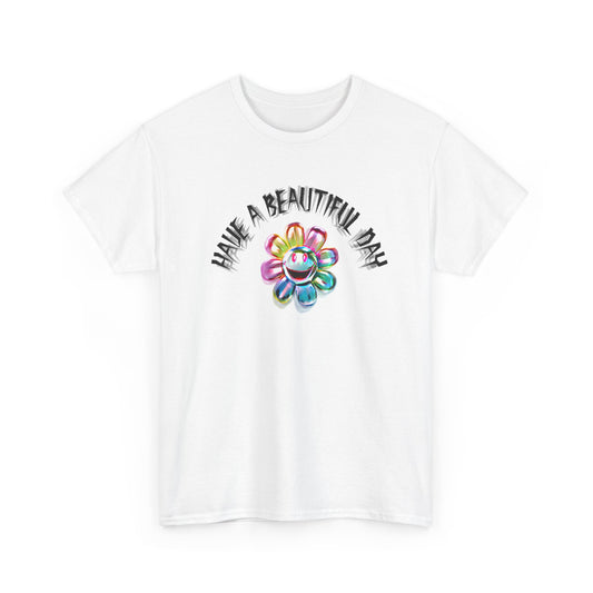 have a beautiful day chaotic rainbow daisy design tshirt