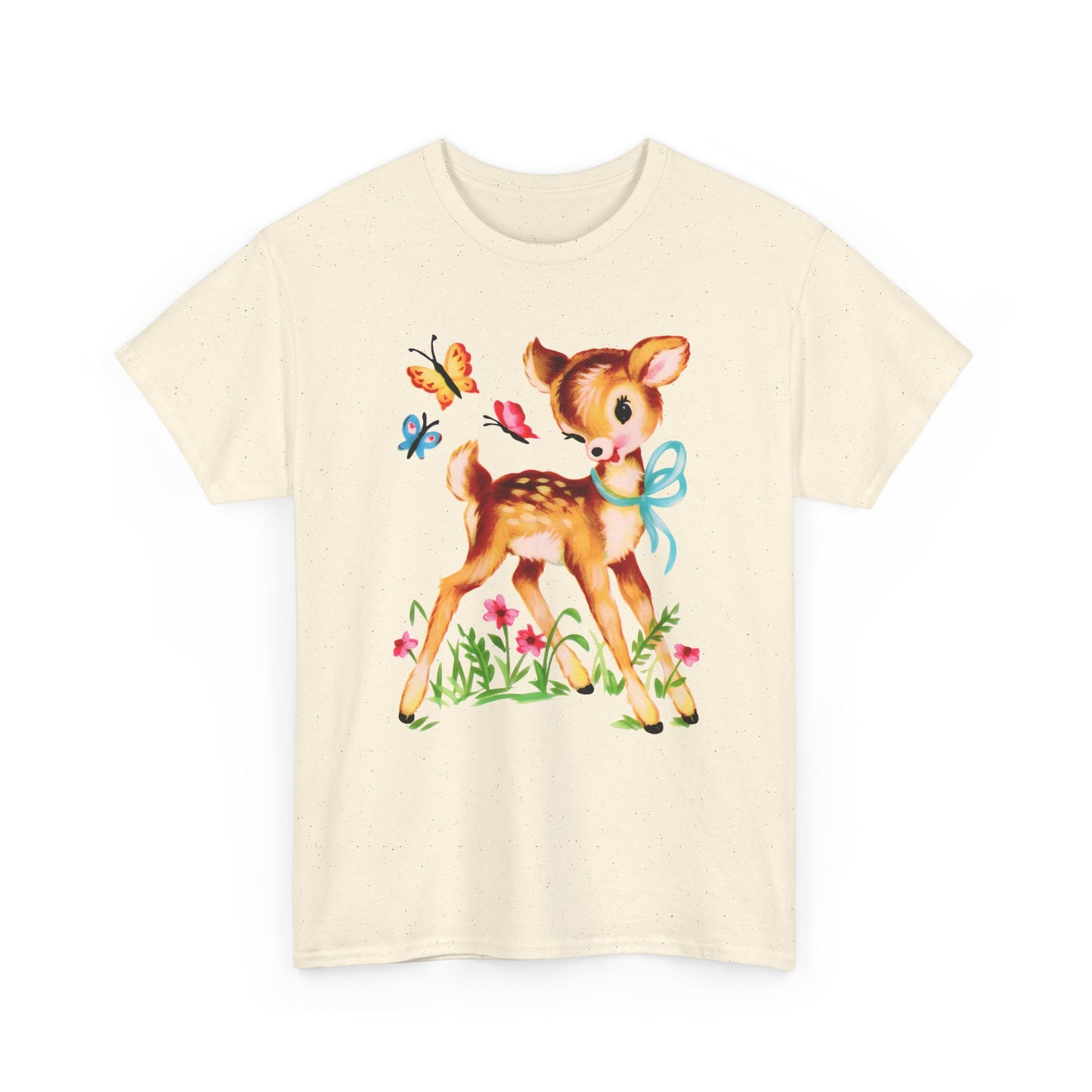 vintage cute baby deer reproduction tshirt