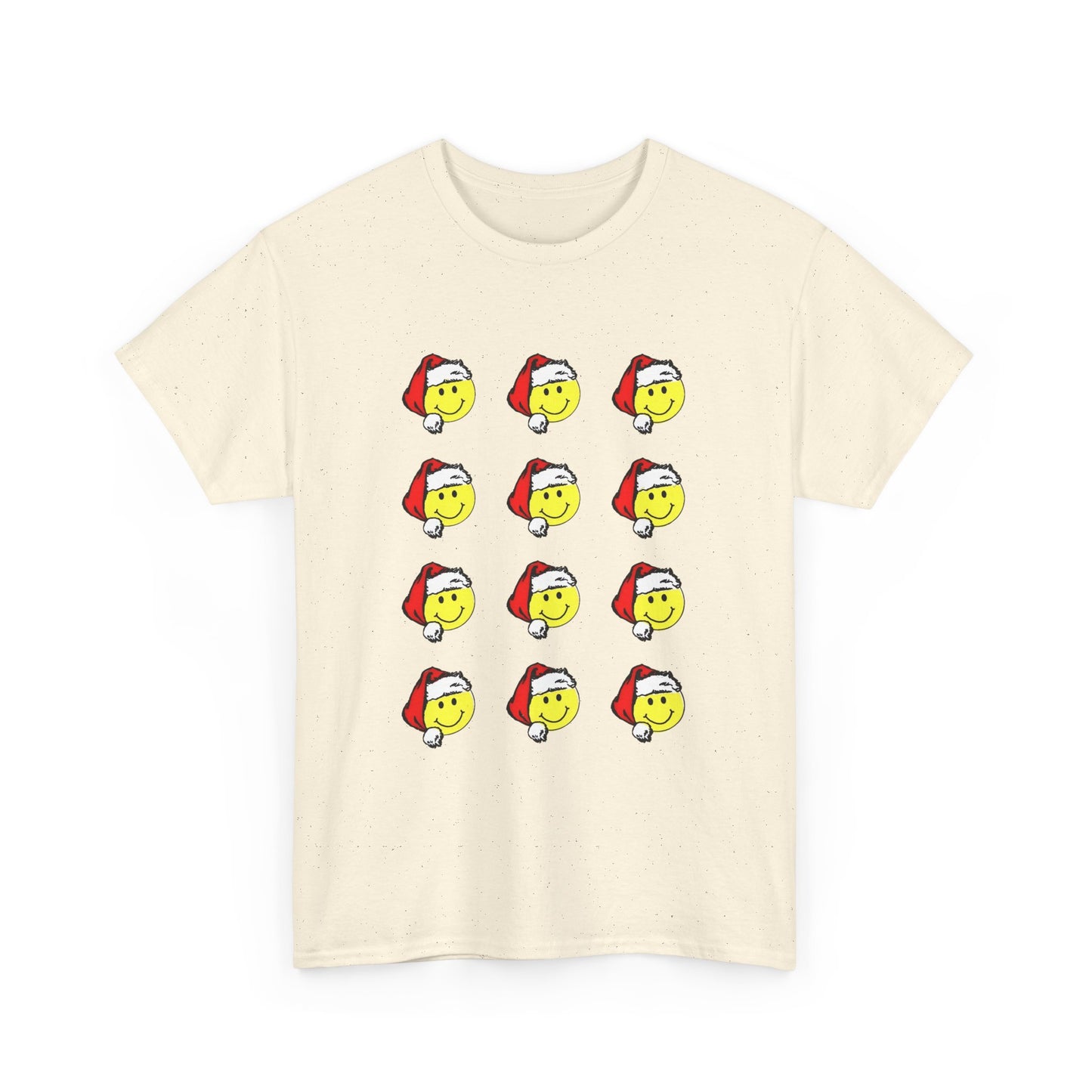 1980s sticker pack of happy face santas on a tshirt