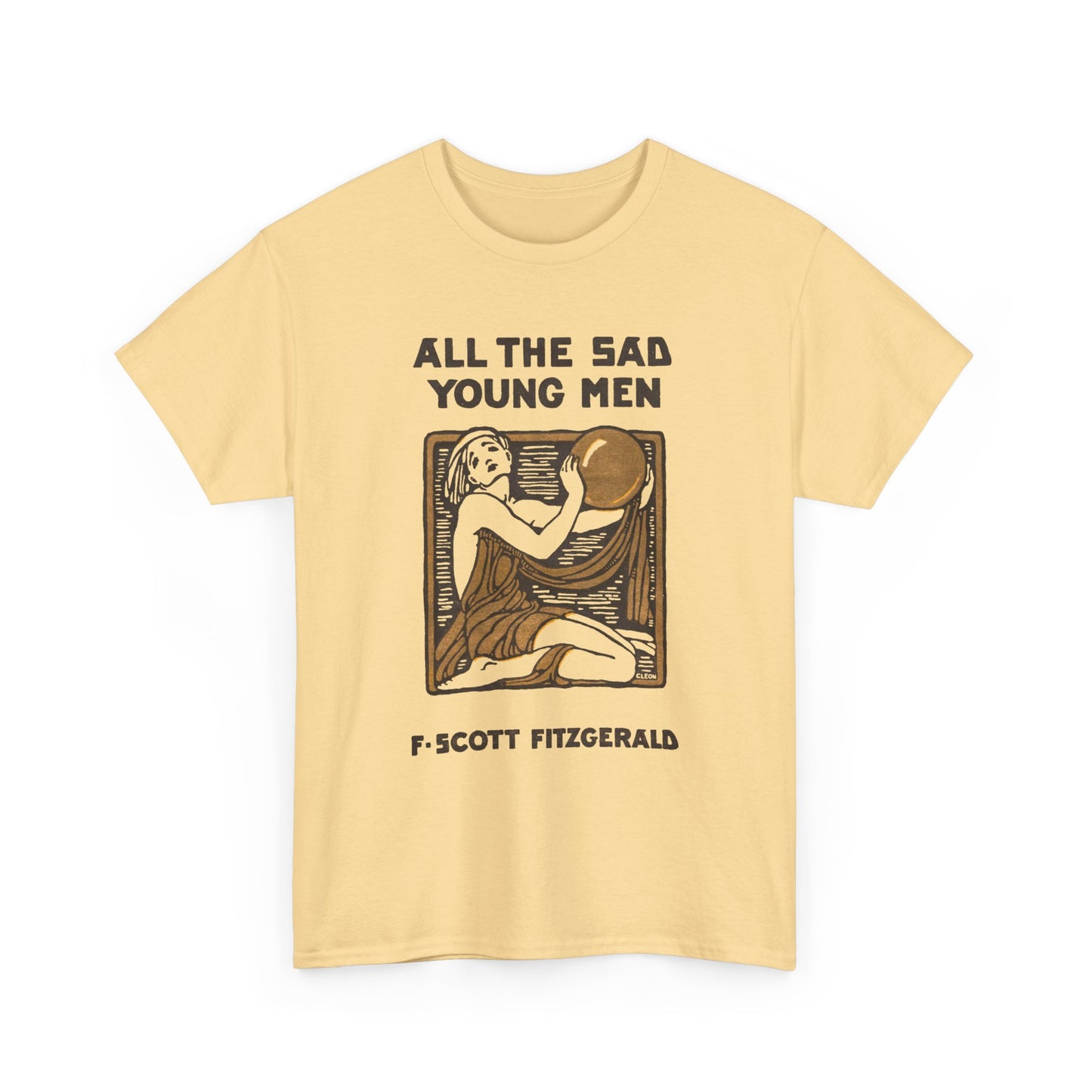 1926 f. scott fitzgerald book cover by cleo damianakes for all the sad young men tshirt