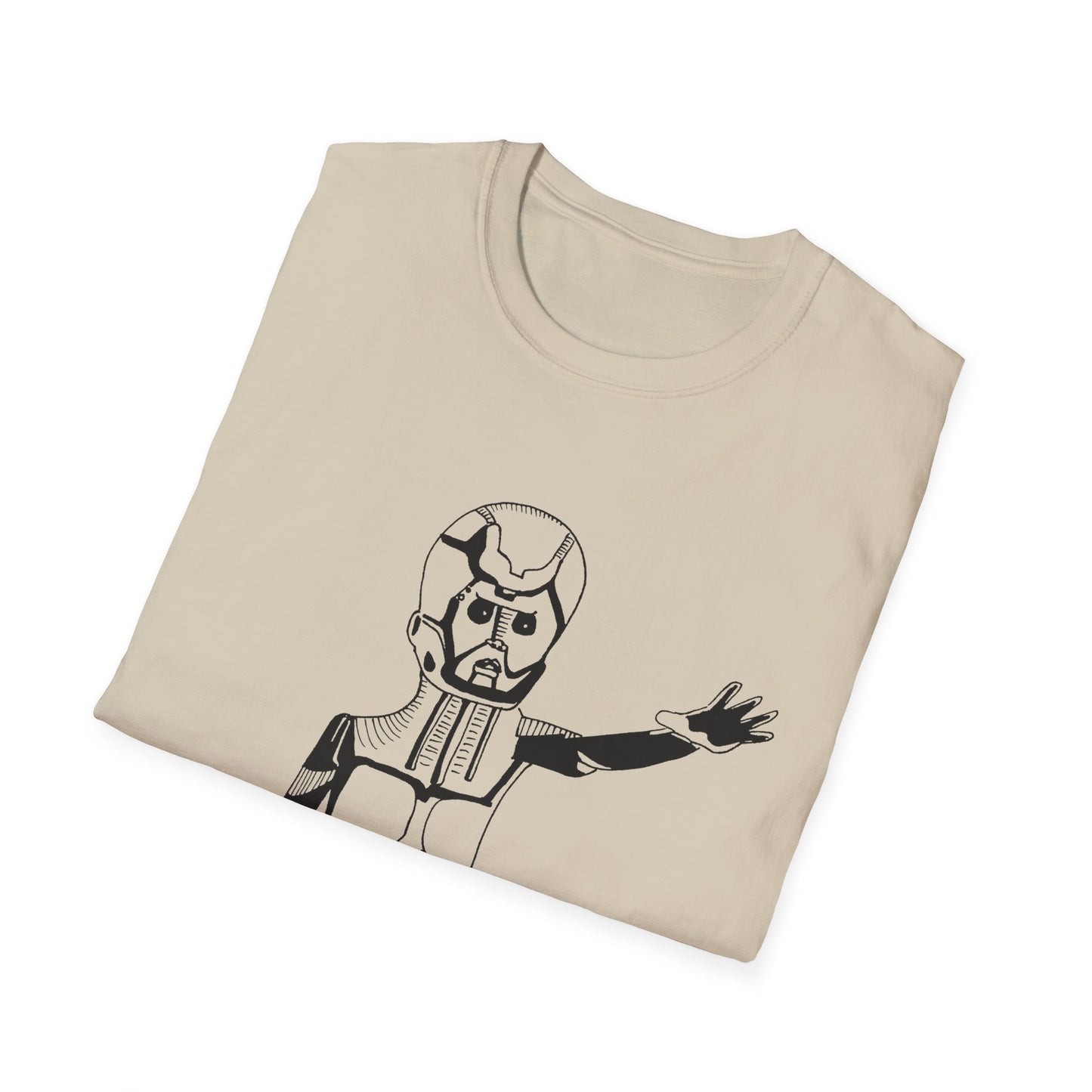 original drawing of astar the robot from planet danger canadian PSA no words tshirt