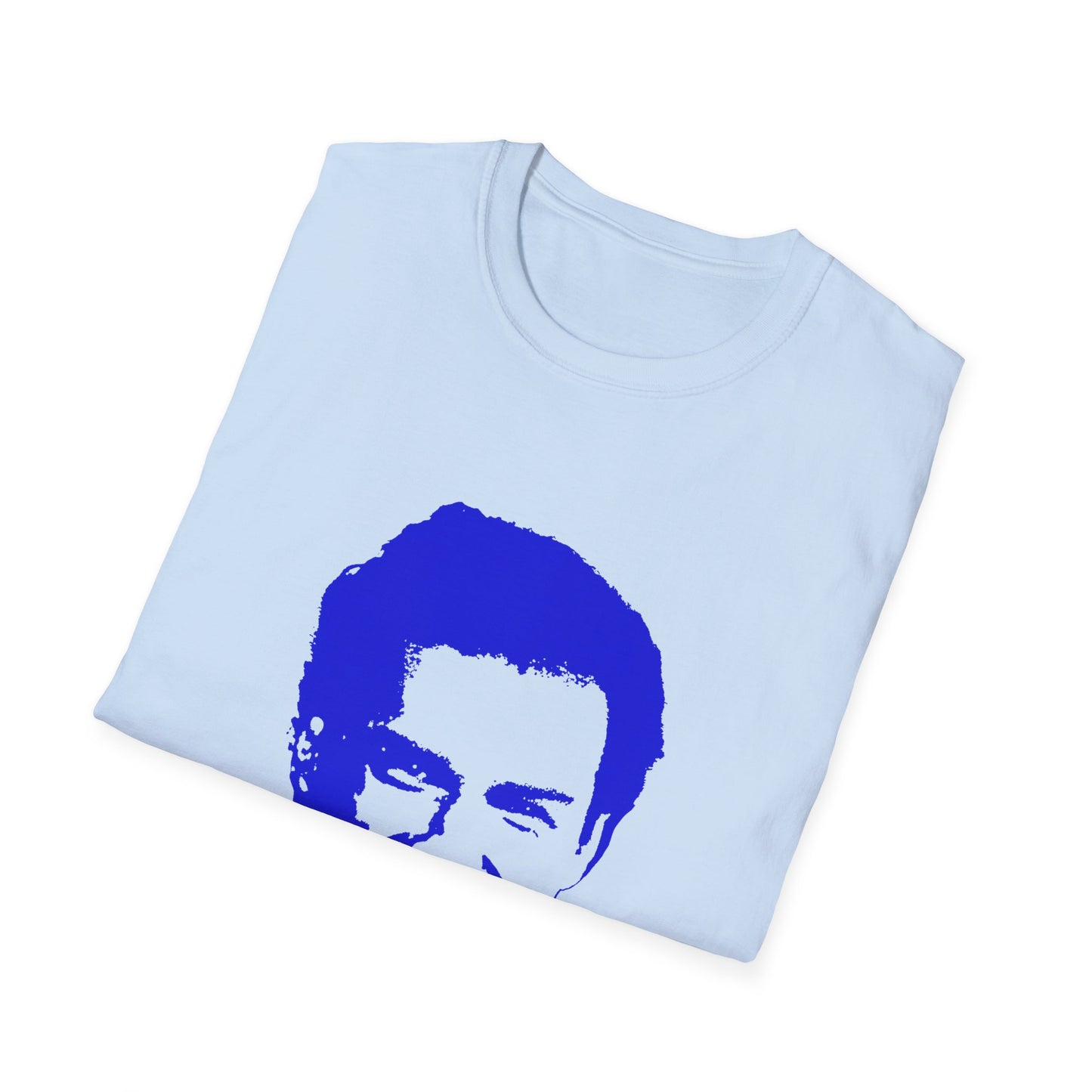 norm macdonald blue stencil face tshirt