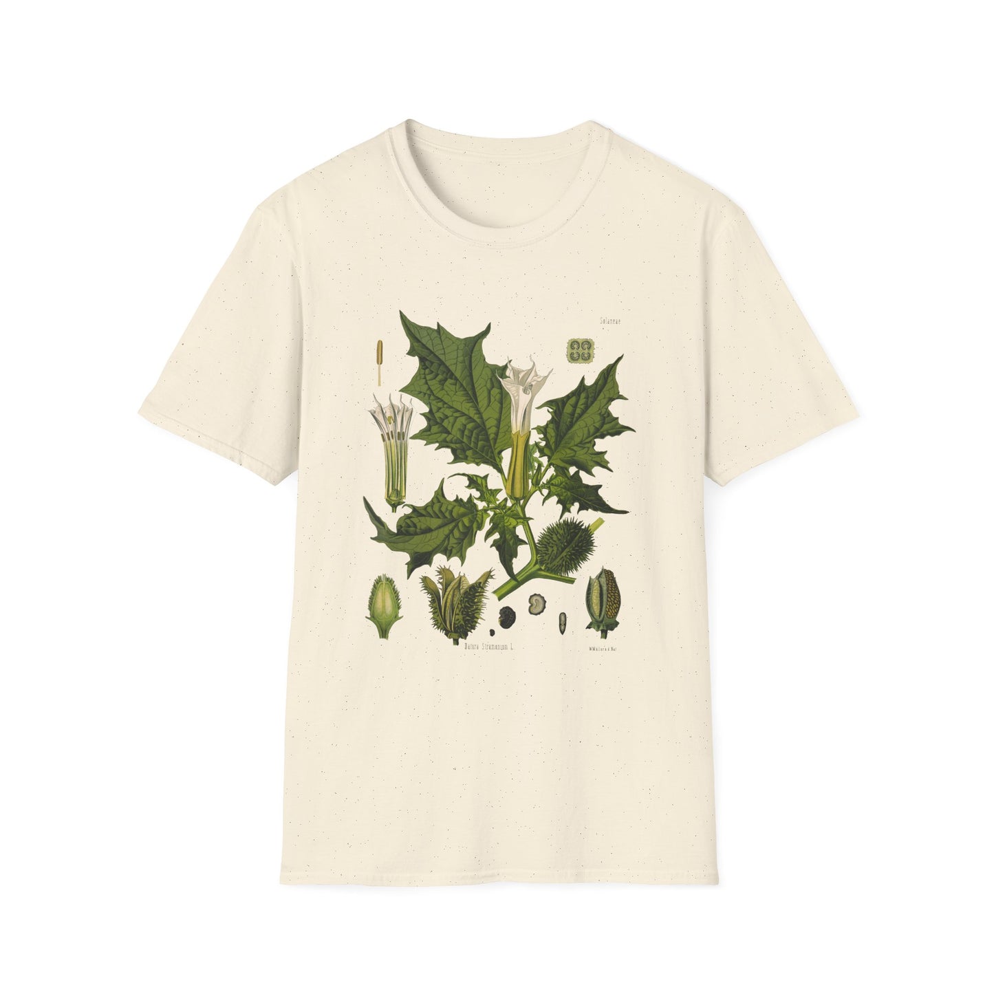 1887 botanical print from kohler's plants by hermann adolph kohler featuring datura the devil's trumpet tshirt