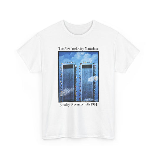 1994 new york city marathon world trade centers poster tshirt